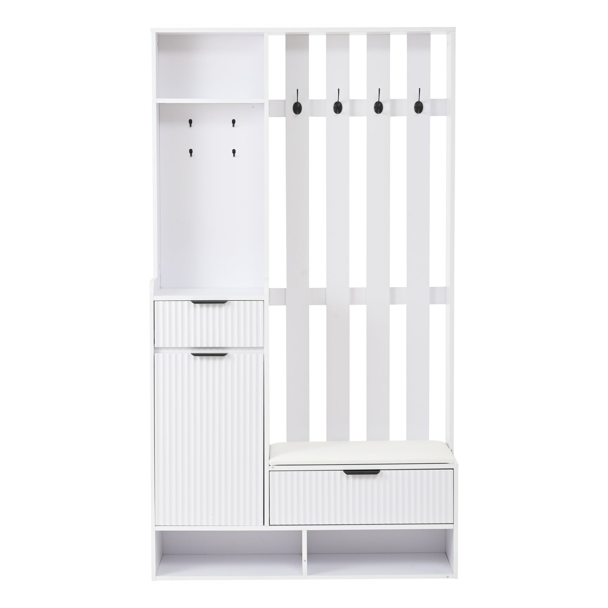 Logidon Kledingkast 6in1 Wit 100x30x180 cm Schoenenbankopberger