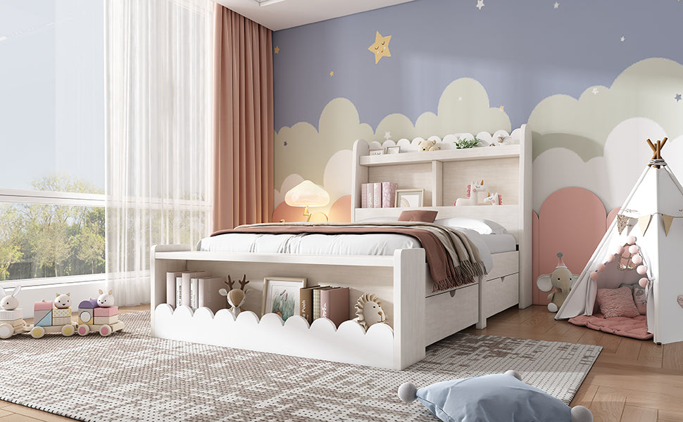 Logidon kinderbed 90x200 wit eiken opberglades