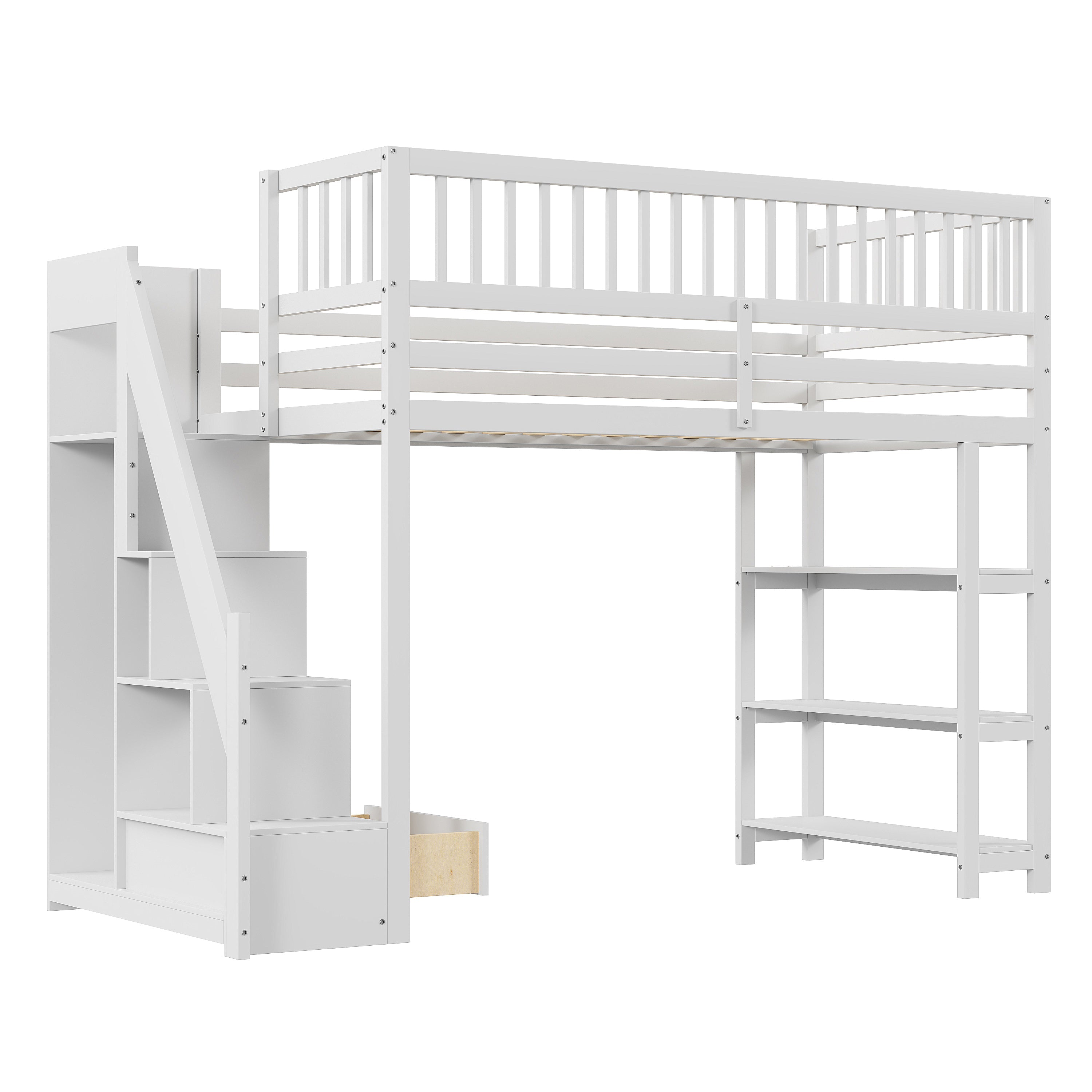 Logidon hoogslaper 90x200 met kledingkast en opbergruimte wit