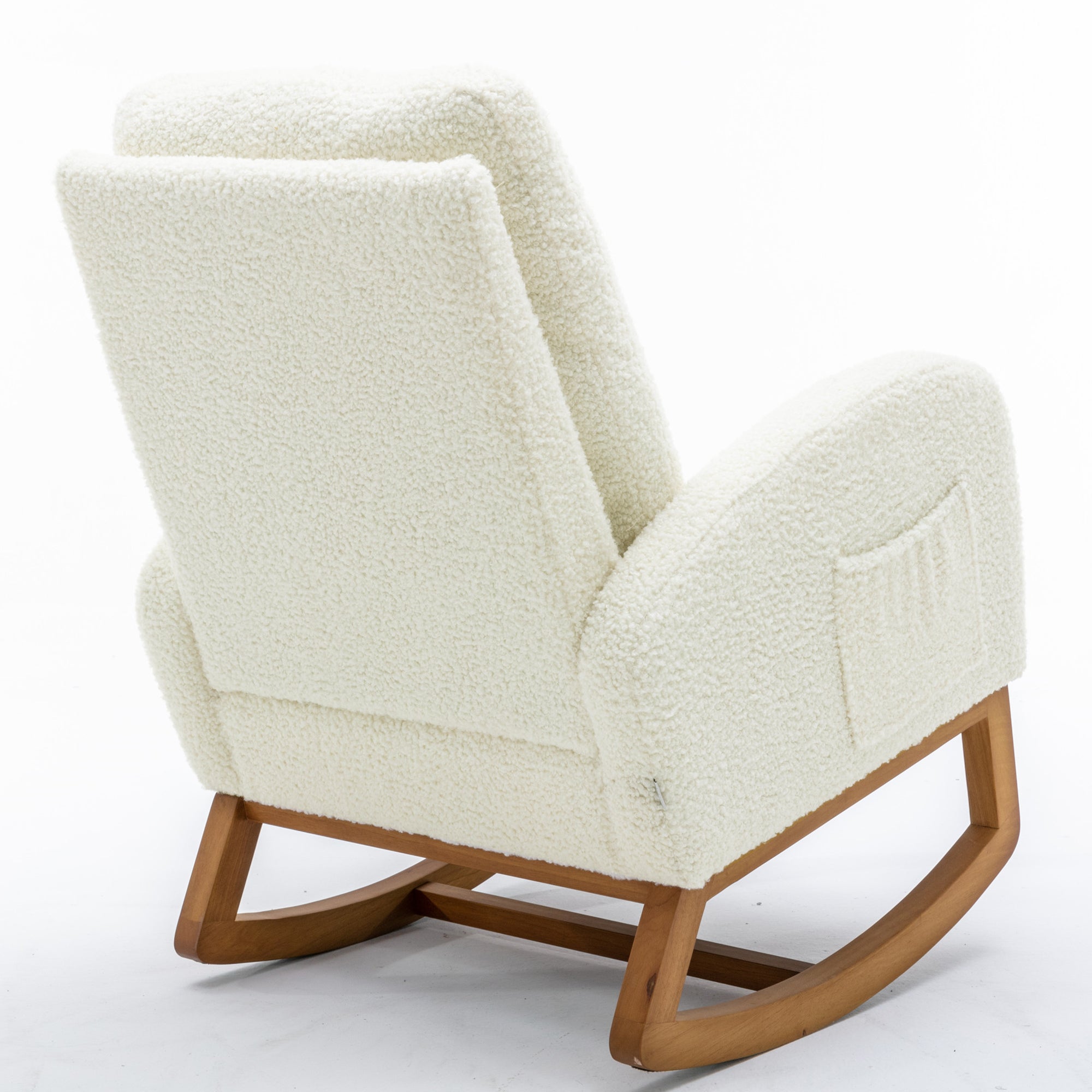 Logidon Fluwelen Witte Schommelstoel Mid Century Modern Gestoffeerd
