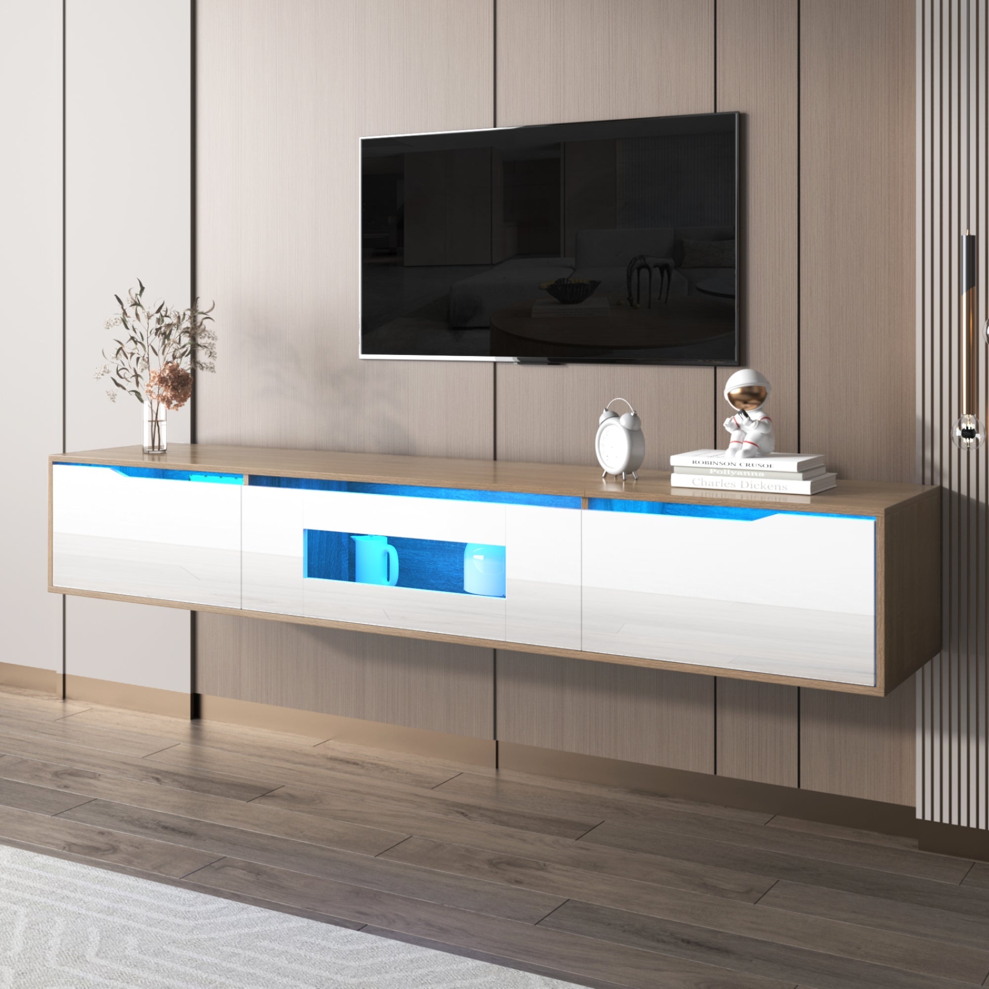 Logidon TV-meubel 180 cm hoogglans wit met kleurwisselende LED