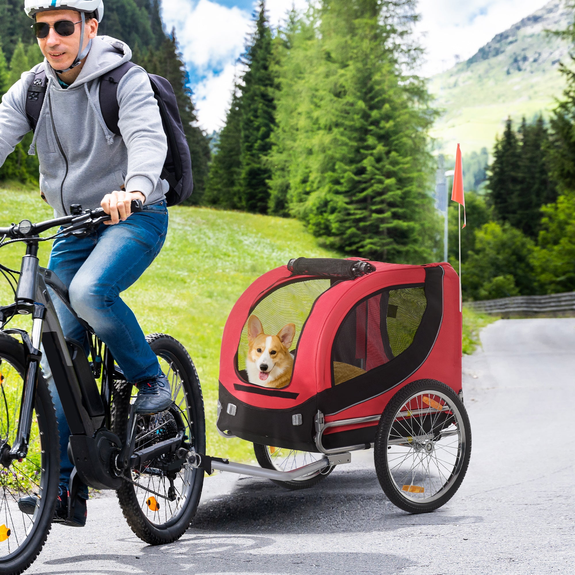 Logidon Hondenkar Fiets Rood 130x73x90 cm Oxford stof