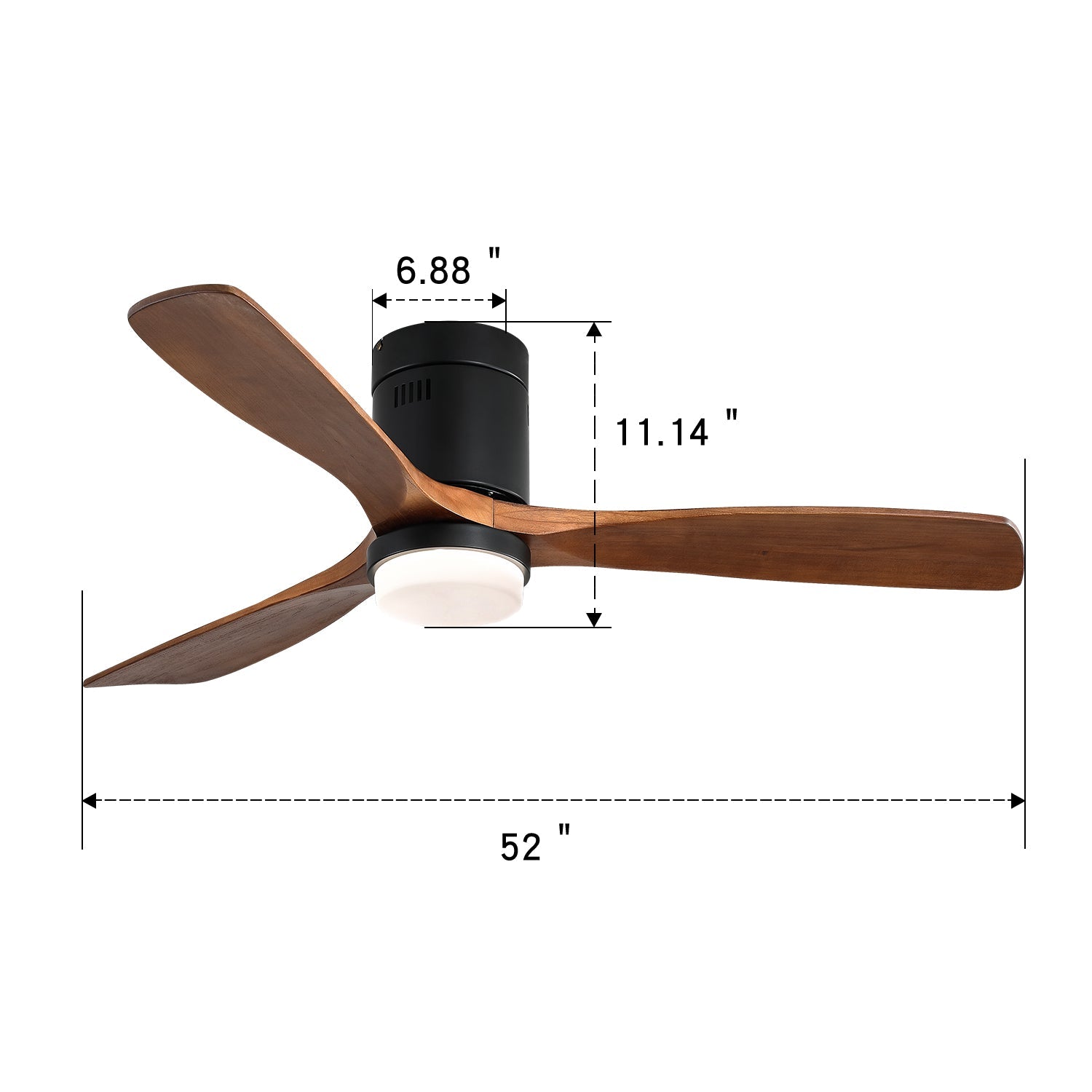 Logidon Plafondventilator 52 Inch Met Lichtzwarte Omkeerbare DC-motor