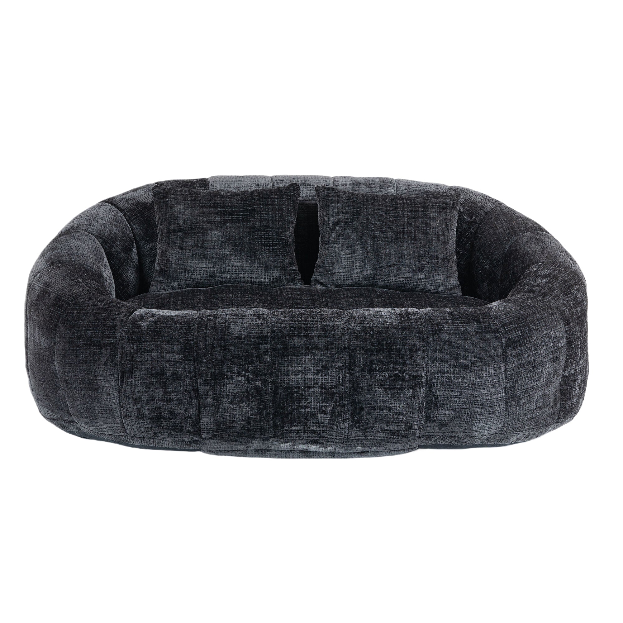 Logidon Luxe Zitzak met Hoge Rug Chenille Zwart 150x95 cm