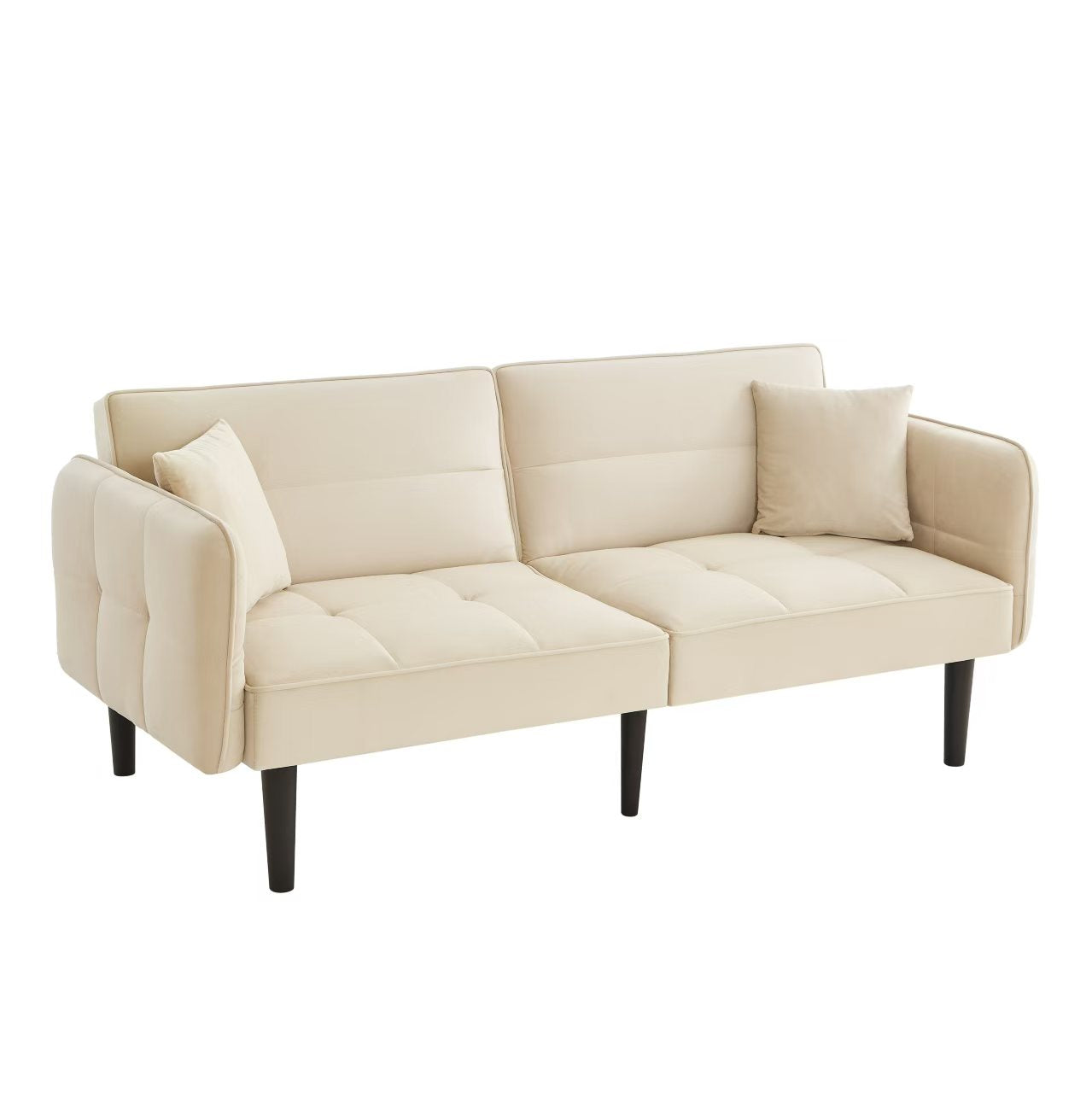 Logidon 2-in-1 slaapbank beige fluwelen hoes verstelbare tweezits
