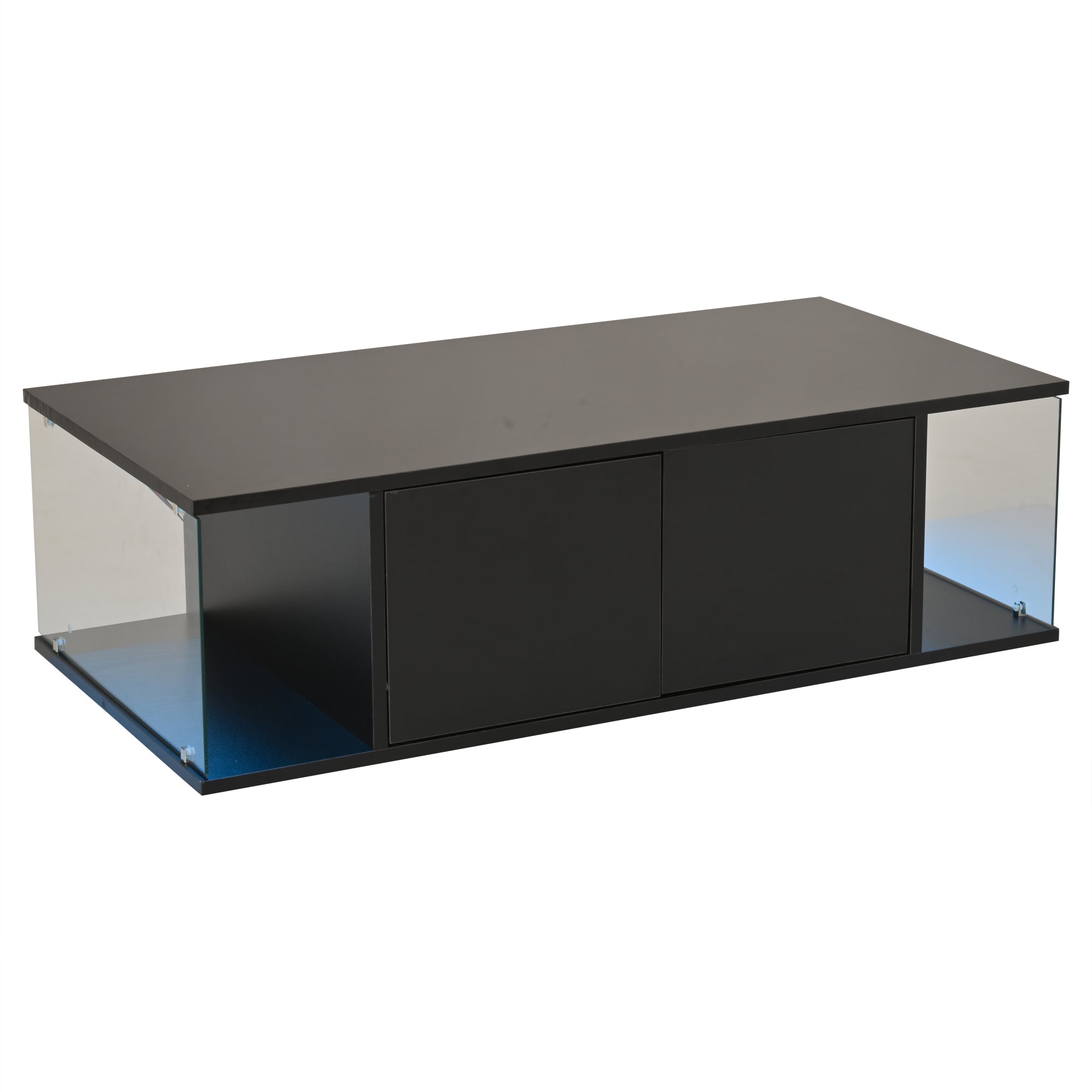 Logidon salontafel 100x50x30 cm zwart hoogglans LED 2 kasten