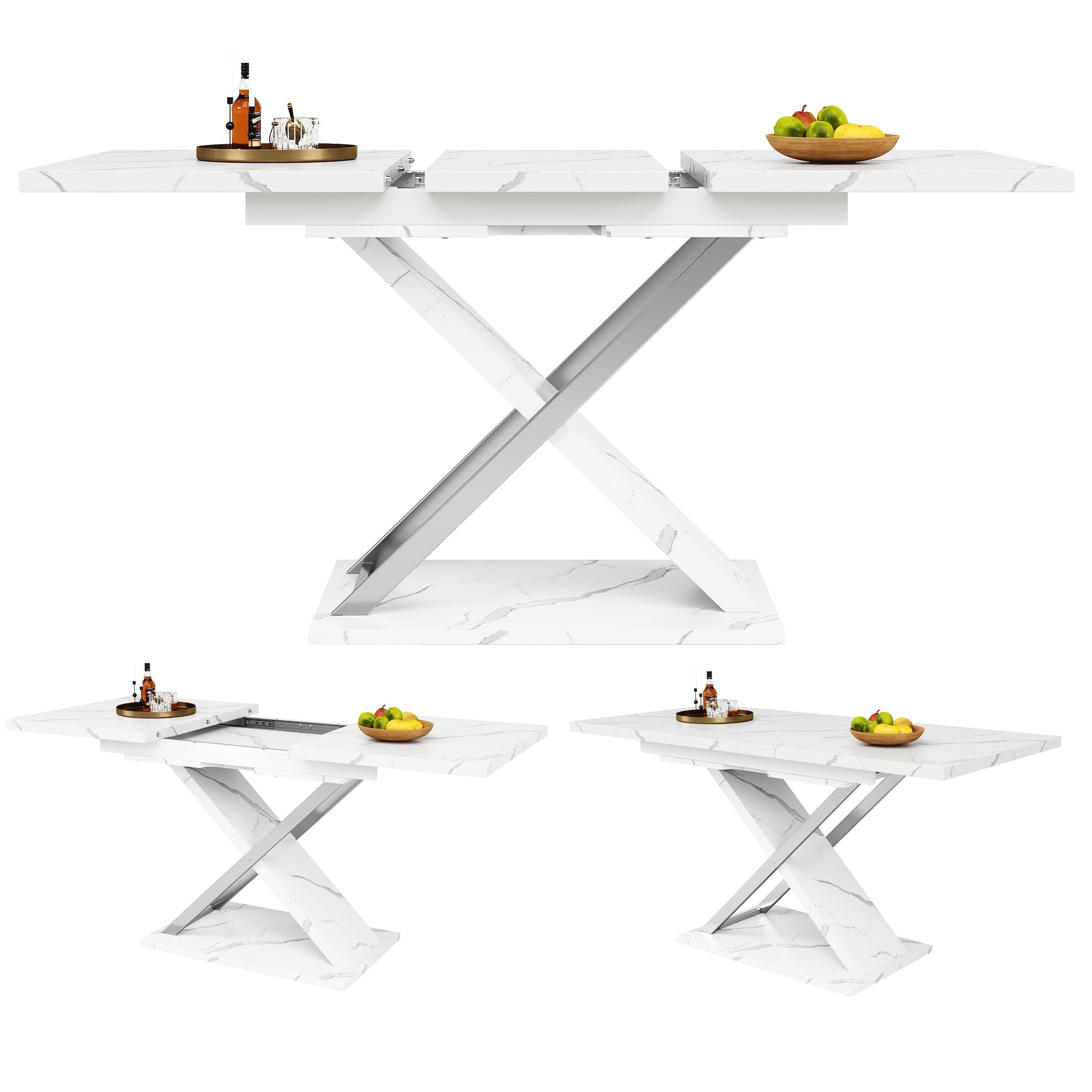 Logidon Uitschuifbare eettafel wit 118-157 cm met gekruiste poten