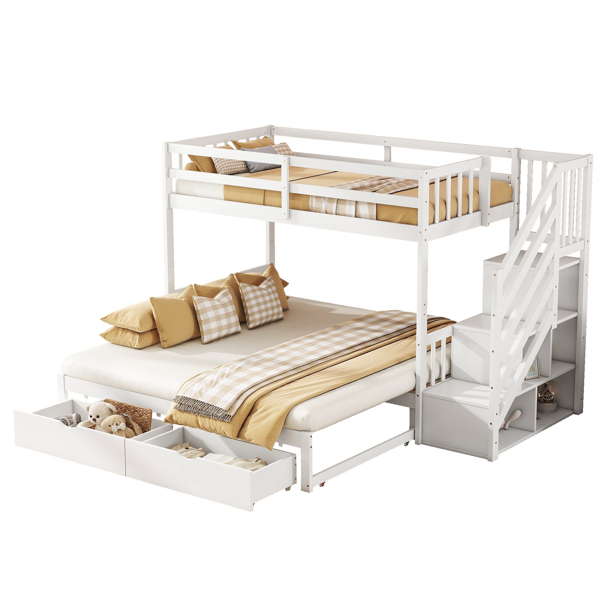Logidon stapelbed 90x200 wit met uitschuifbaar bed 2 lades