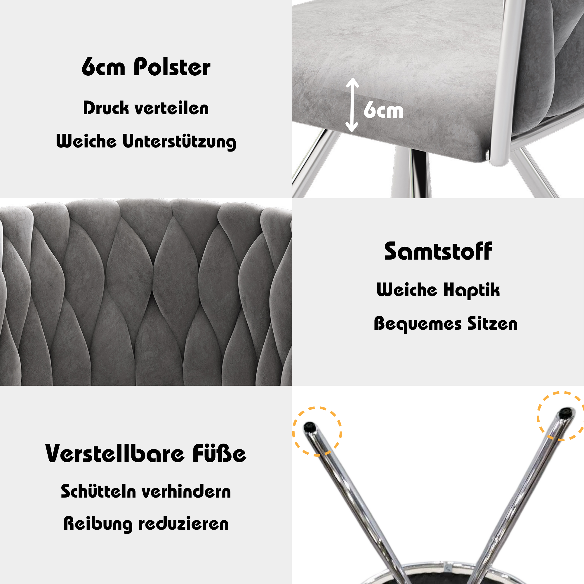 Logidon Velvet Draaistoel Grijs Zilver Luxe Eetkamerstoel Set van 2