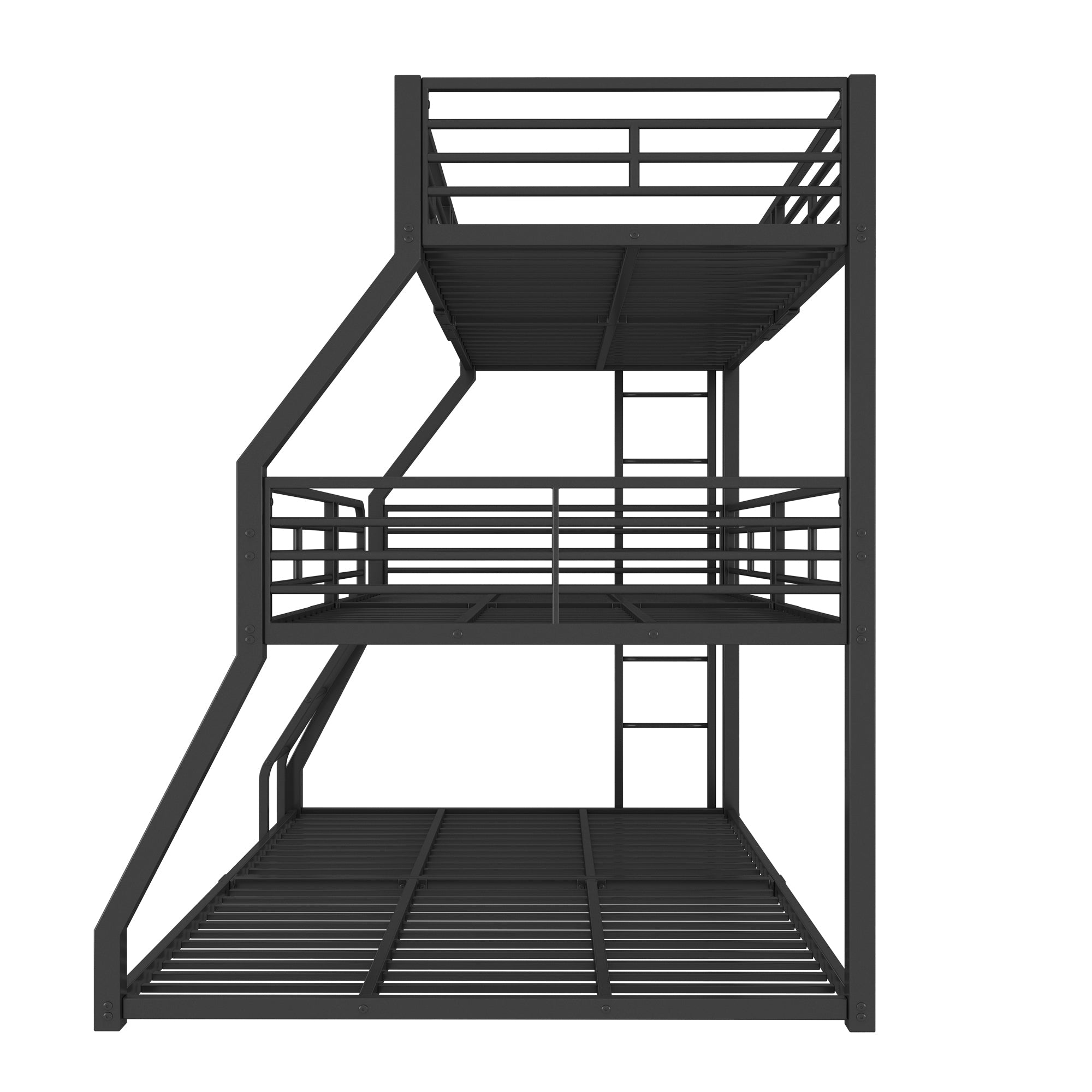 Logidon 3-persoonsstapelbed 90x200 cm metalen bedframe zwart