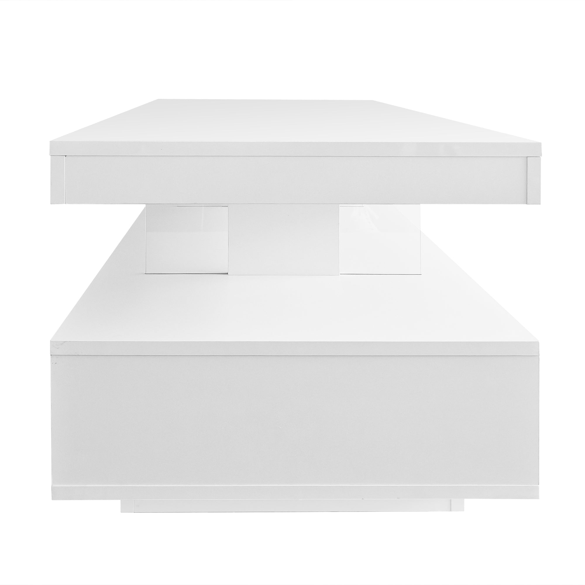 Logidon Witte Hoogglans Salontafel 95x50 cm Met Glazen Bladen
