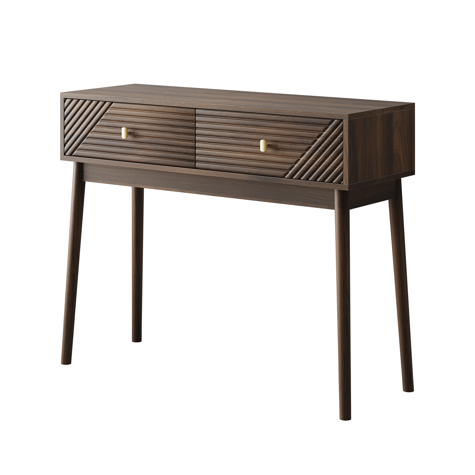 Logidon Consoletafel Walnoot 100x35x80 cm met Twee Laden