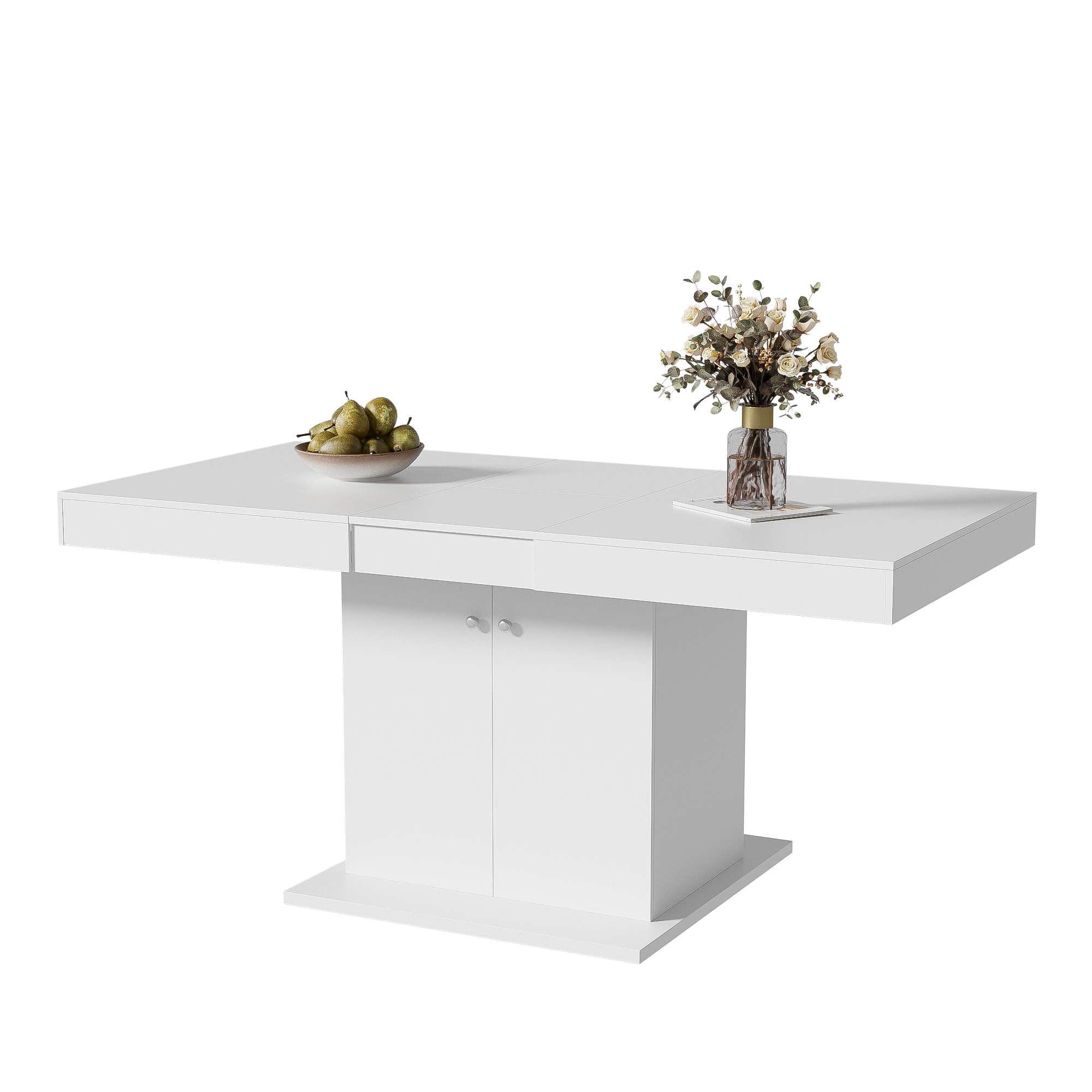 Logidon uitschuifbare eettafel L140/180 cm wit met opbergruimte