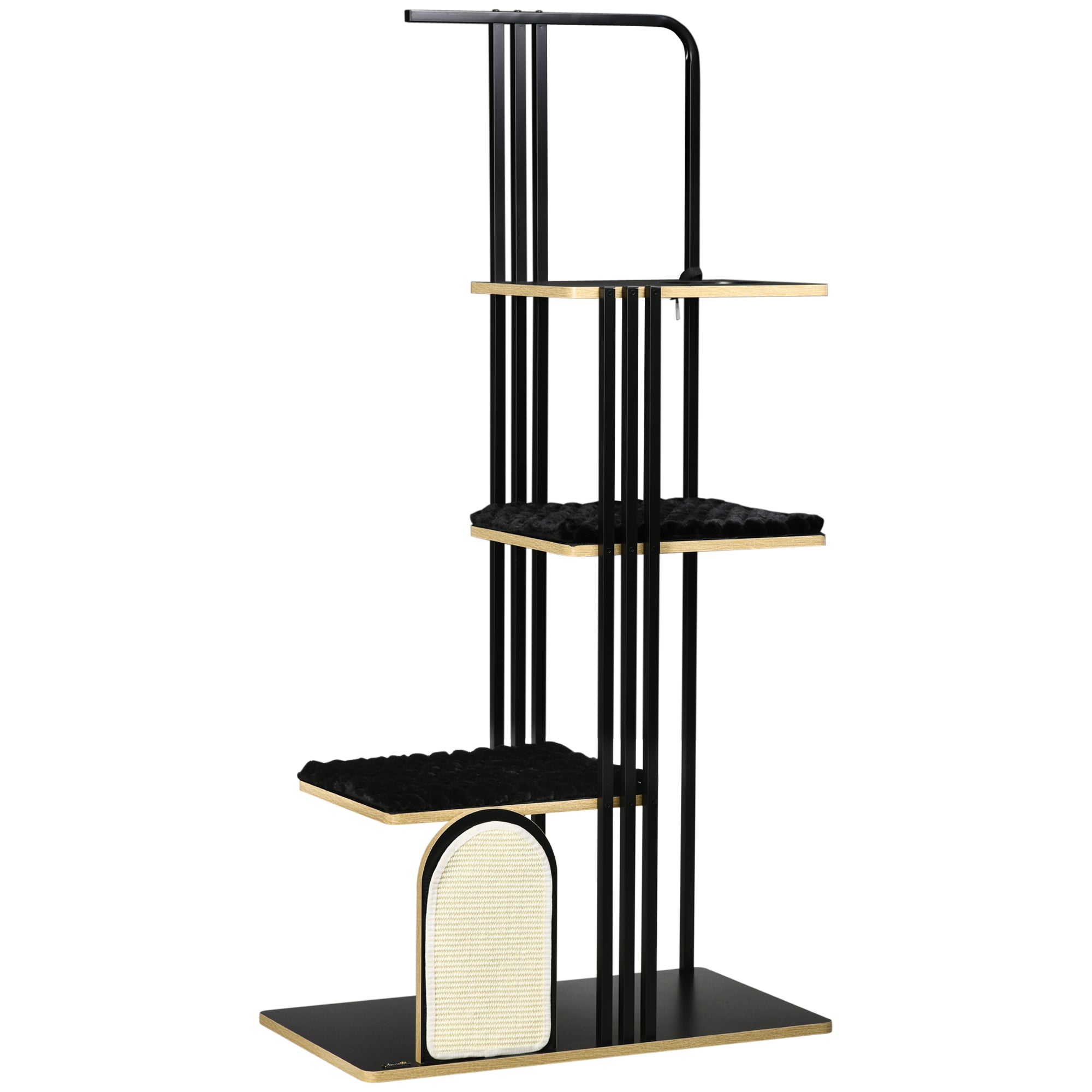 Logidon Krabpaal 170 cm Zwart Krabpaal met Kussen 3 Platforms