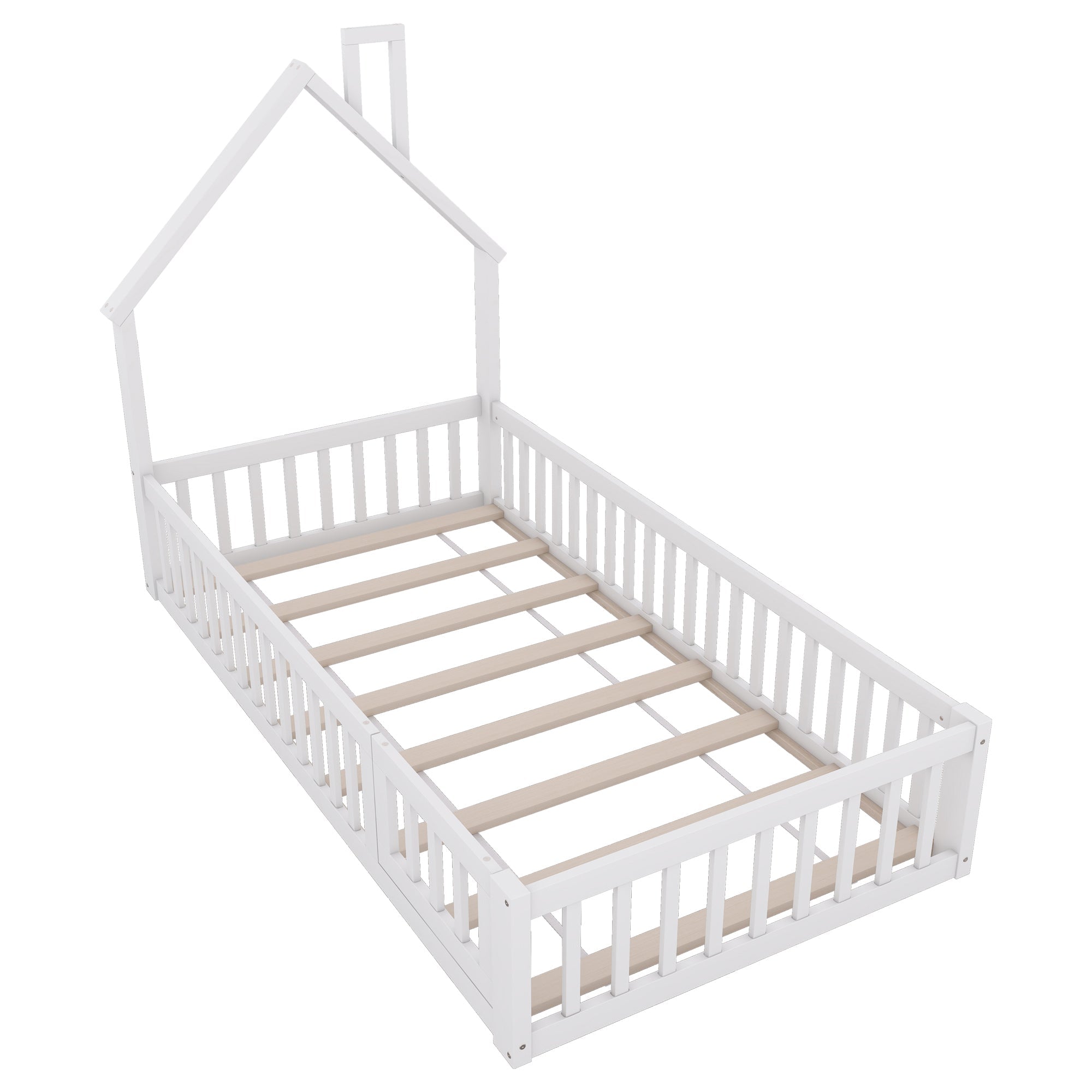Logidon huisbed 90x200 cm schoorsteenvorm wit grenenhout