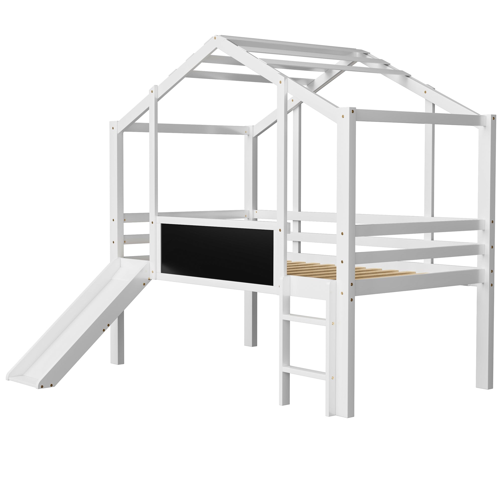 Logidon hoogslaper 90x200 wit met loftdesign en glijbaan