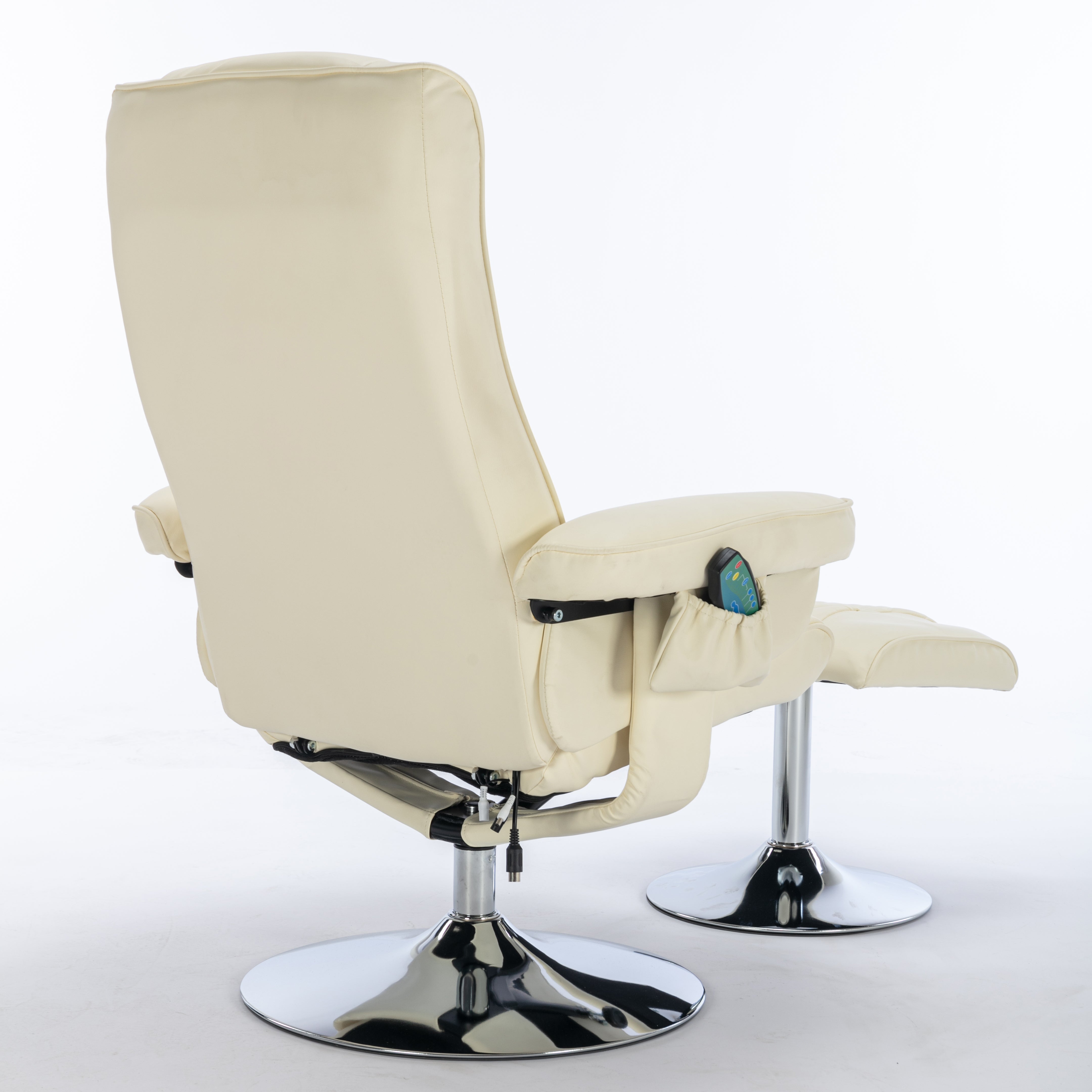 Logidon massagestoel met PU bekleding en voetenbank beige 5-punts massage