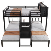 Logidon stapelbed ijzer zwart met drie slaapplaatsen 90x200cm