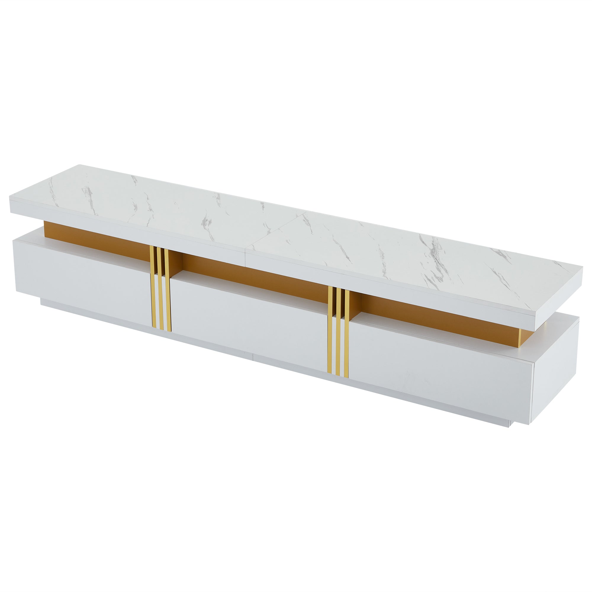 Logidon TV-meubel 200 cm marmerlook drie lades kabelmanagement