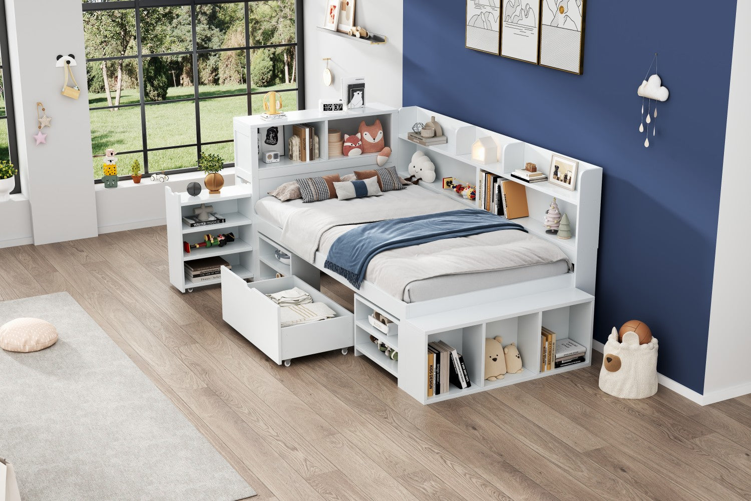 Logidon 90x190 kinderbed wit multifunctioneel bed met opbergruimte