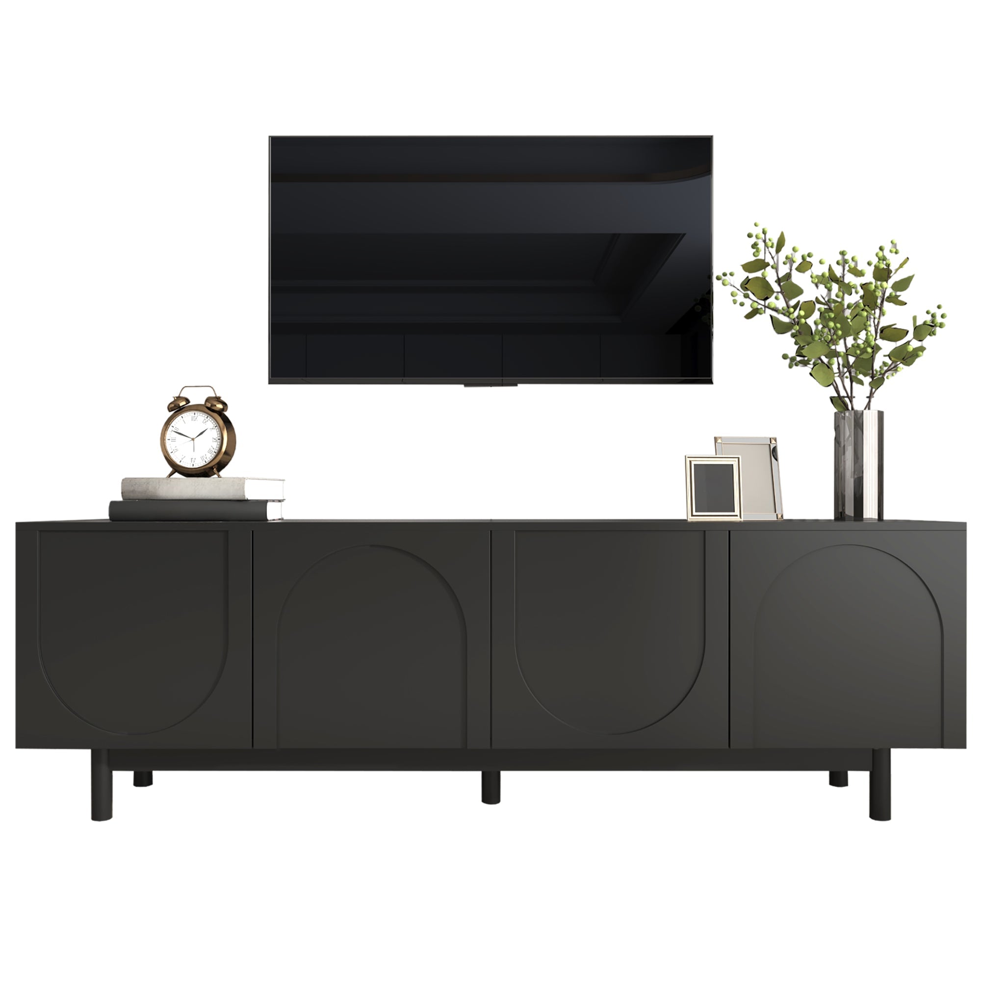 Logidon Modern Zwart TV-meubel 175 cm Verstelbare Panelen