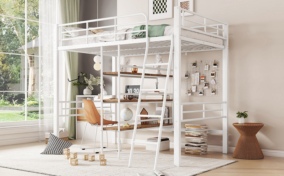 Logidon hoogslaper 90x200 cm wit met bureau en planken
