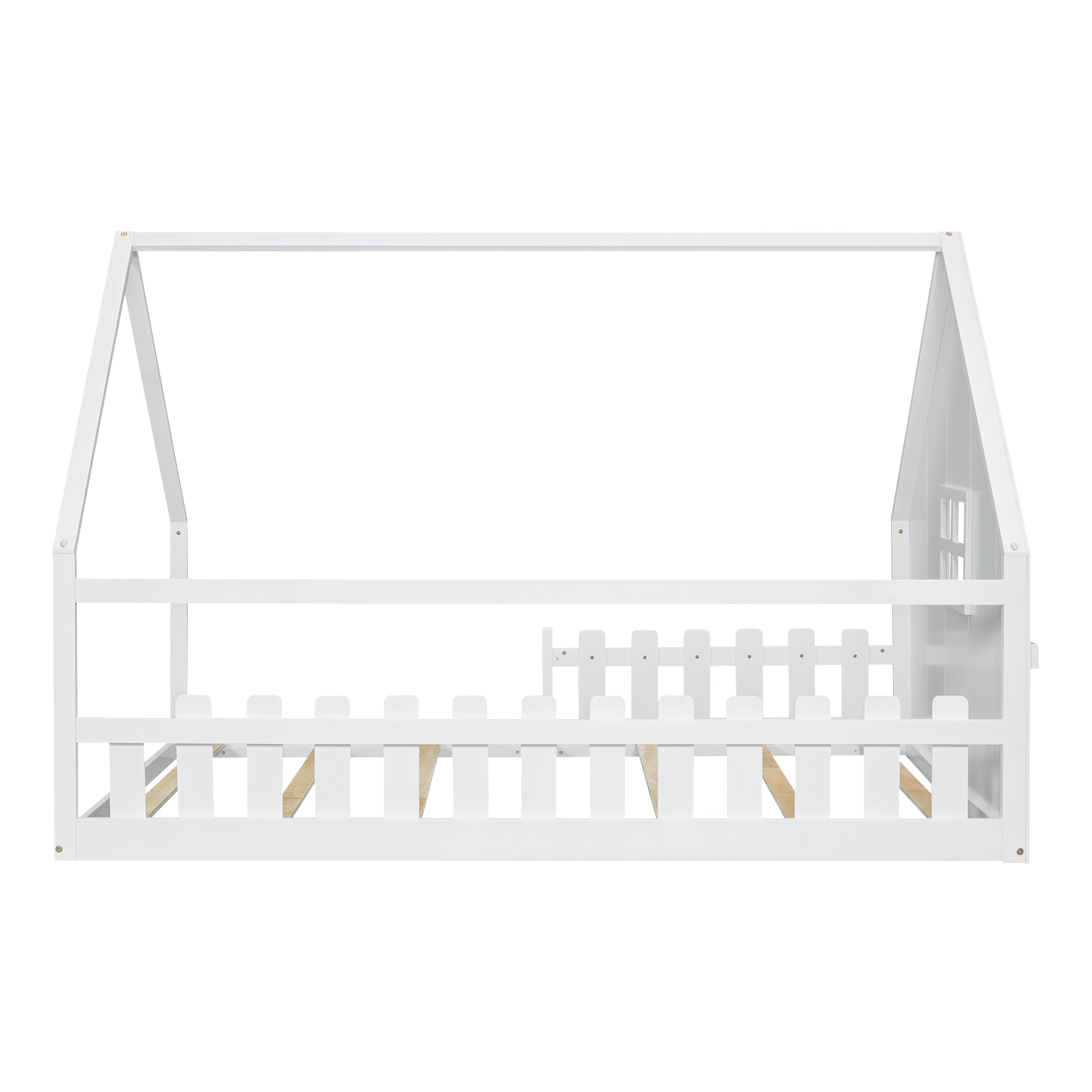 Logidon vlakbed 140x200 cm kinderbed wit grenenhouten huisbar
