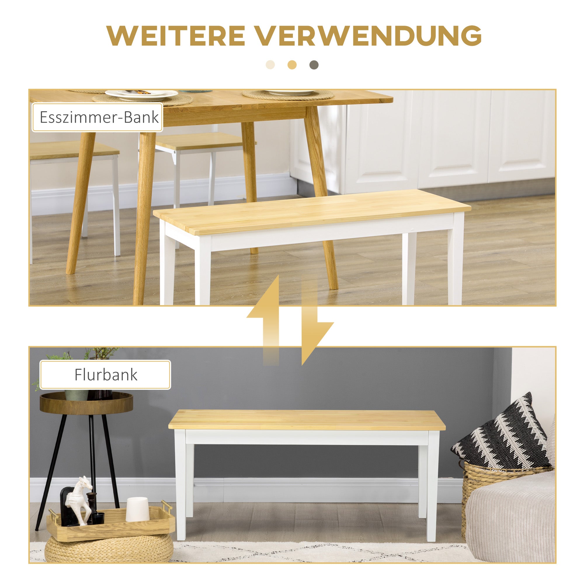 Logidon bank 2-zits wit grenenhout 102x36x45 cm, 220 kg