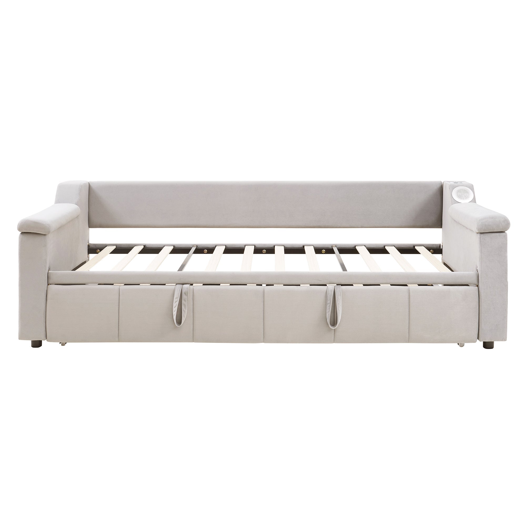 Logidon slaapbank gestoffeerd bed 90/180x190 beige fluweel Bluetooth