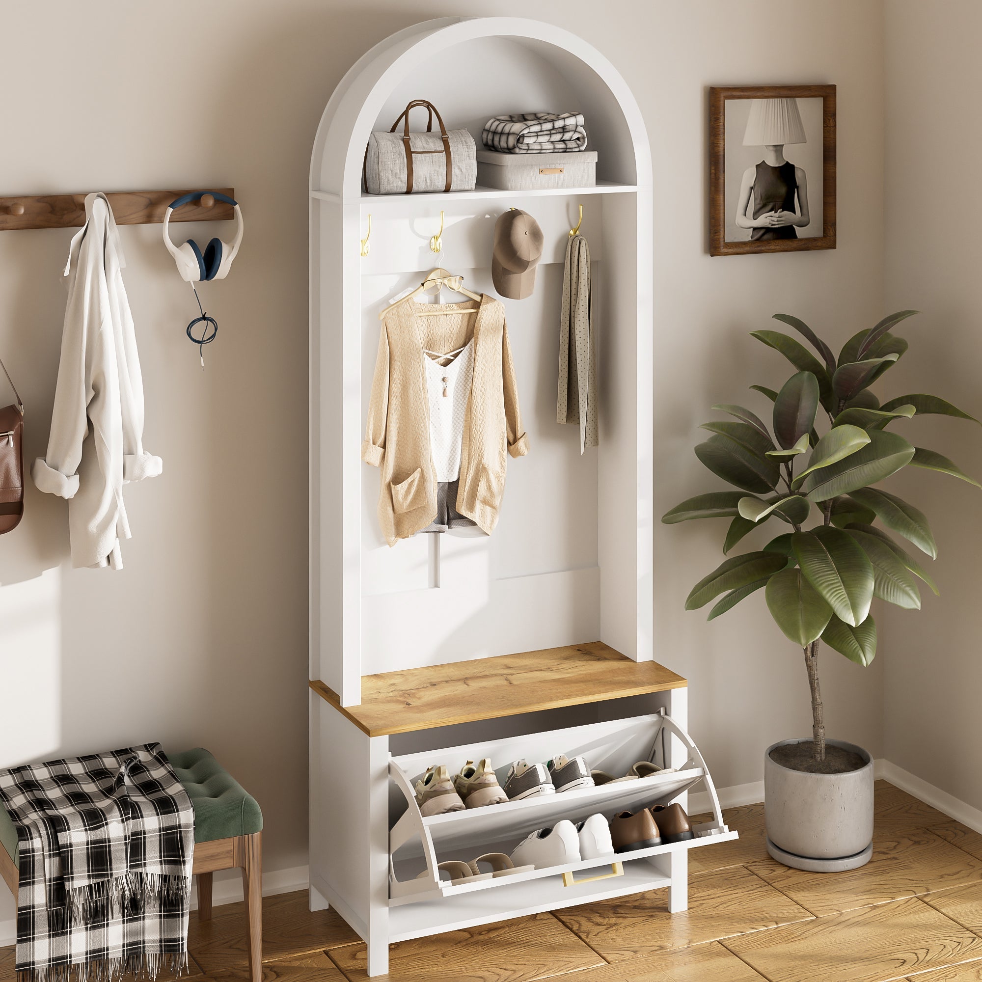 Logidon kledingkast wit MDF met schoenenrek en plank