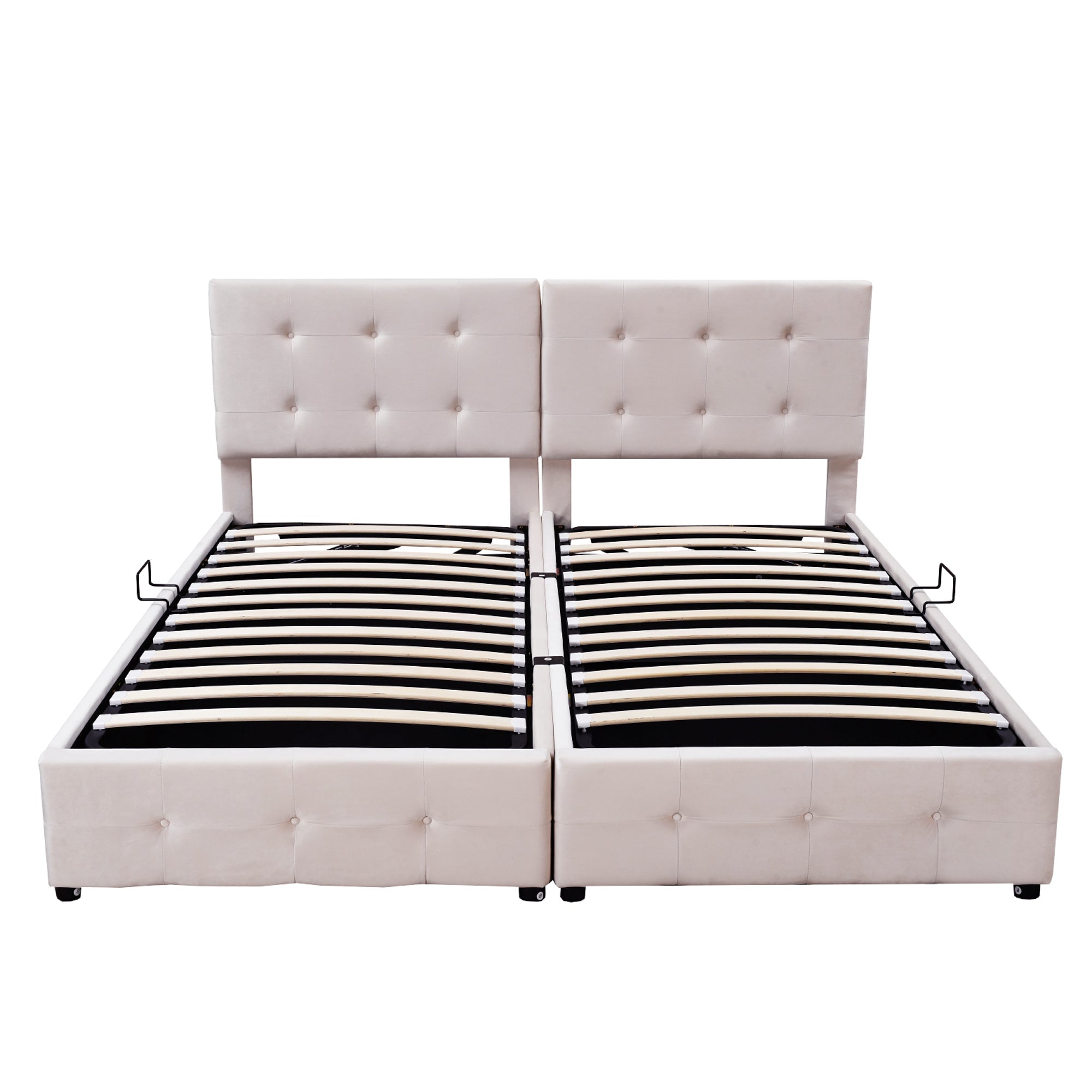 Logidon gestoffeerd bed 180x200 cm hydraulisch opbergbed beige