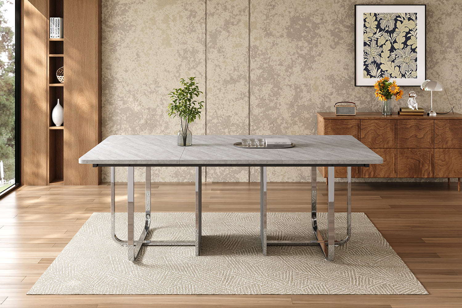 Logidon eettafel 180x80 cm grijs met metalen poten moderne tafel