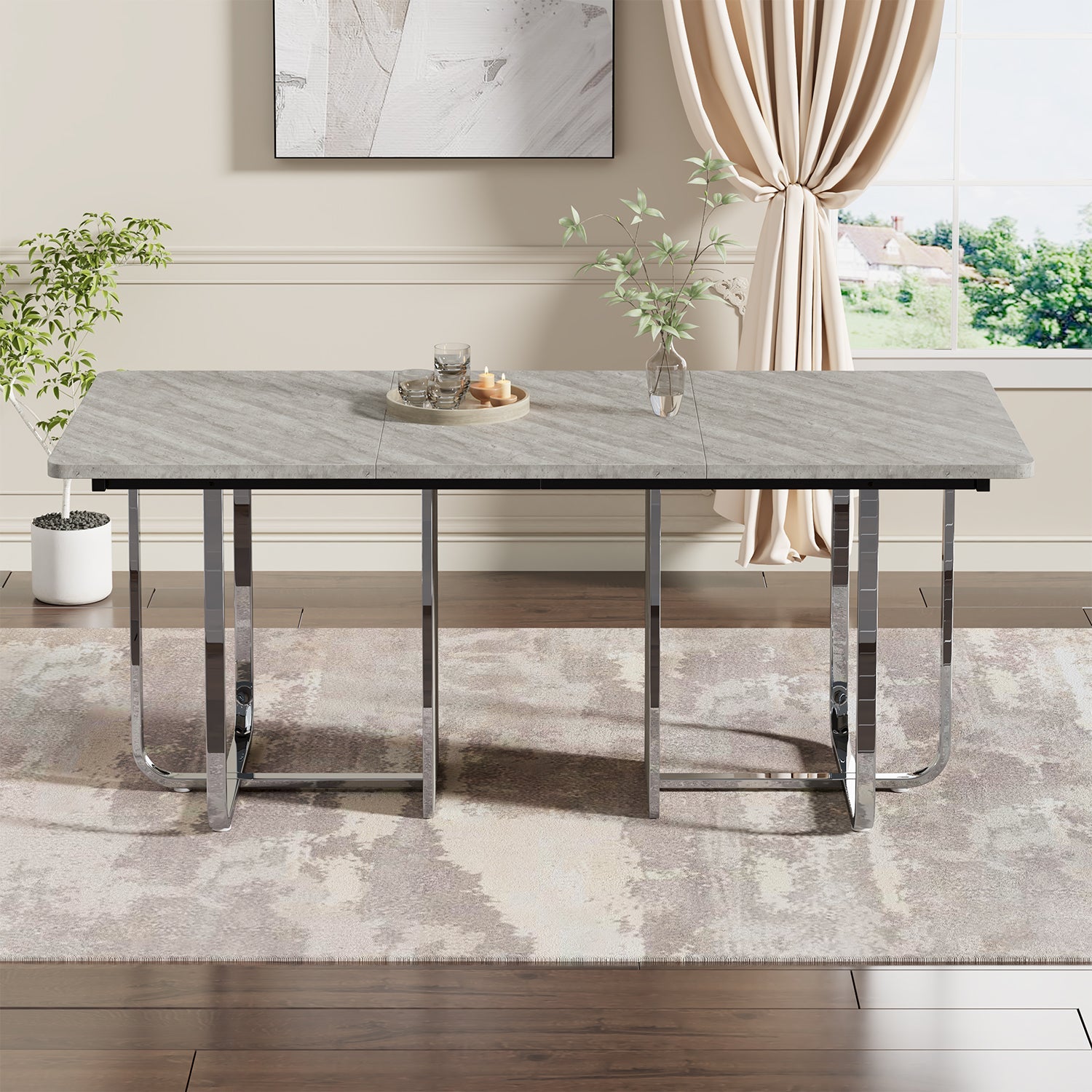 Logidon eettafel 180x80 cm grijs met metalen poten moderne tafel