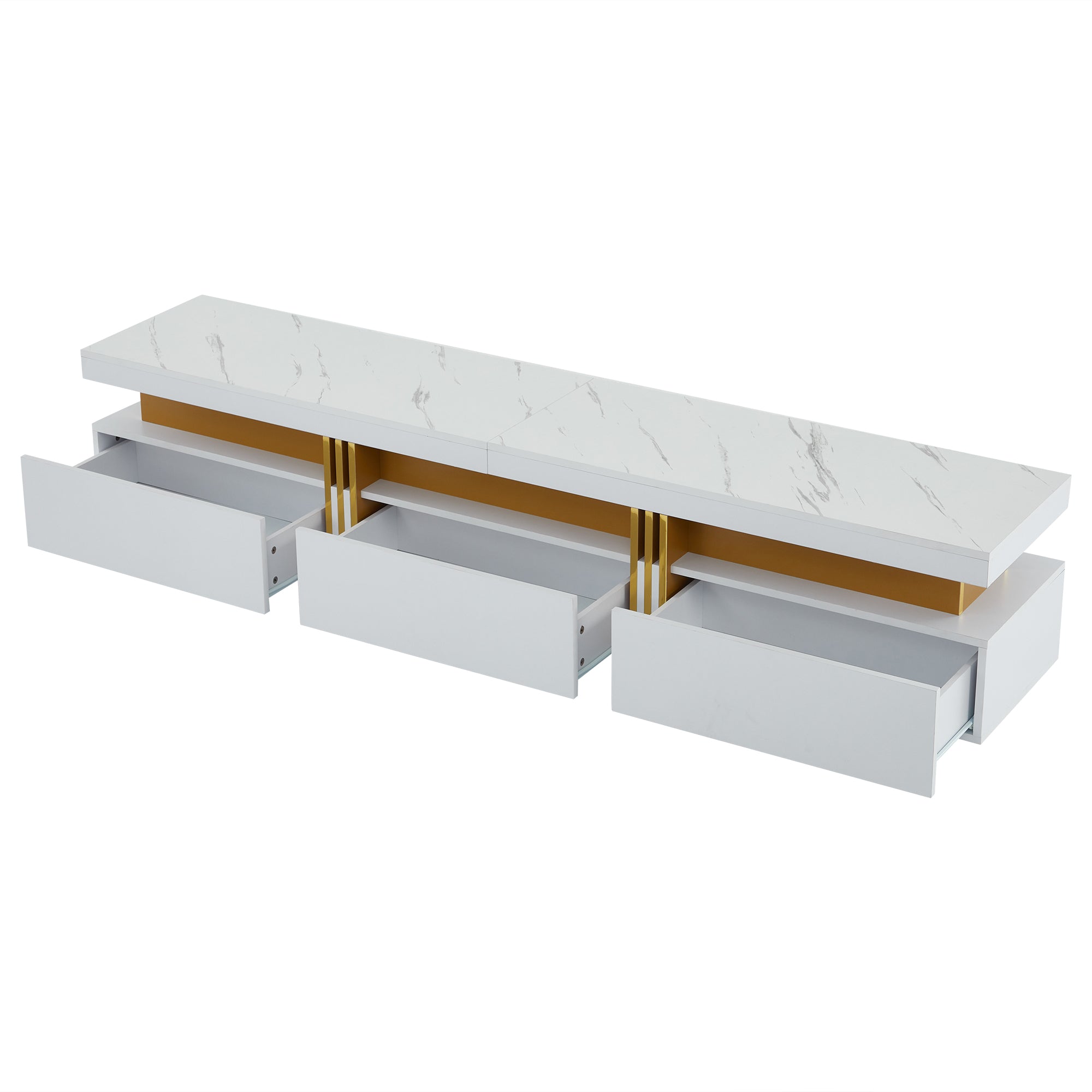 Logidon TV-meubel 200 cm marmerlook drie lades kabelmanagement