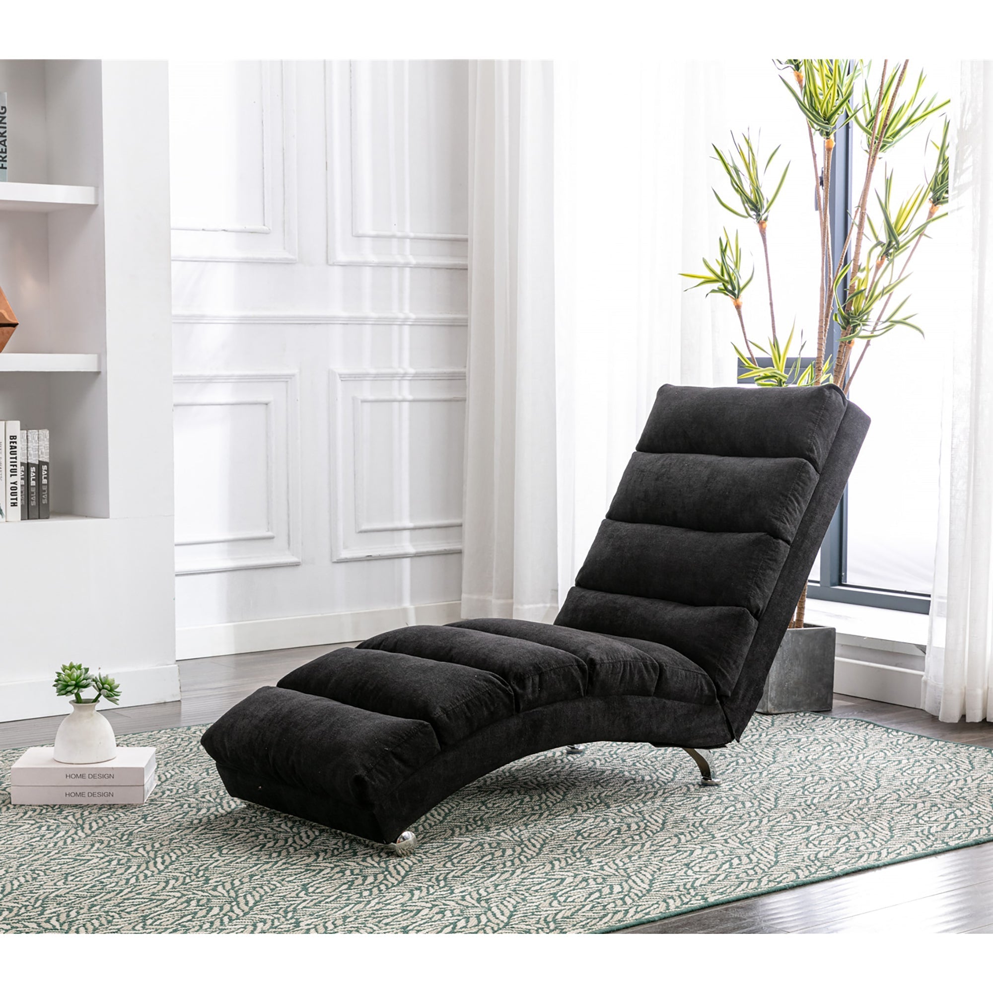 Logidon Elektrische Massage Chaise Longue Zwart met Afstandsbediening