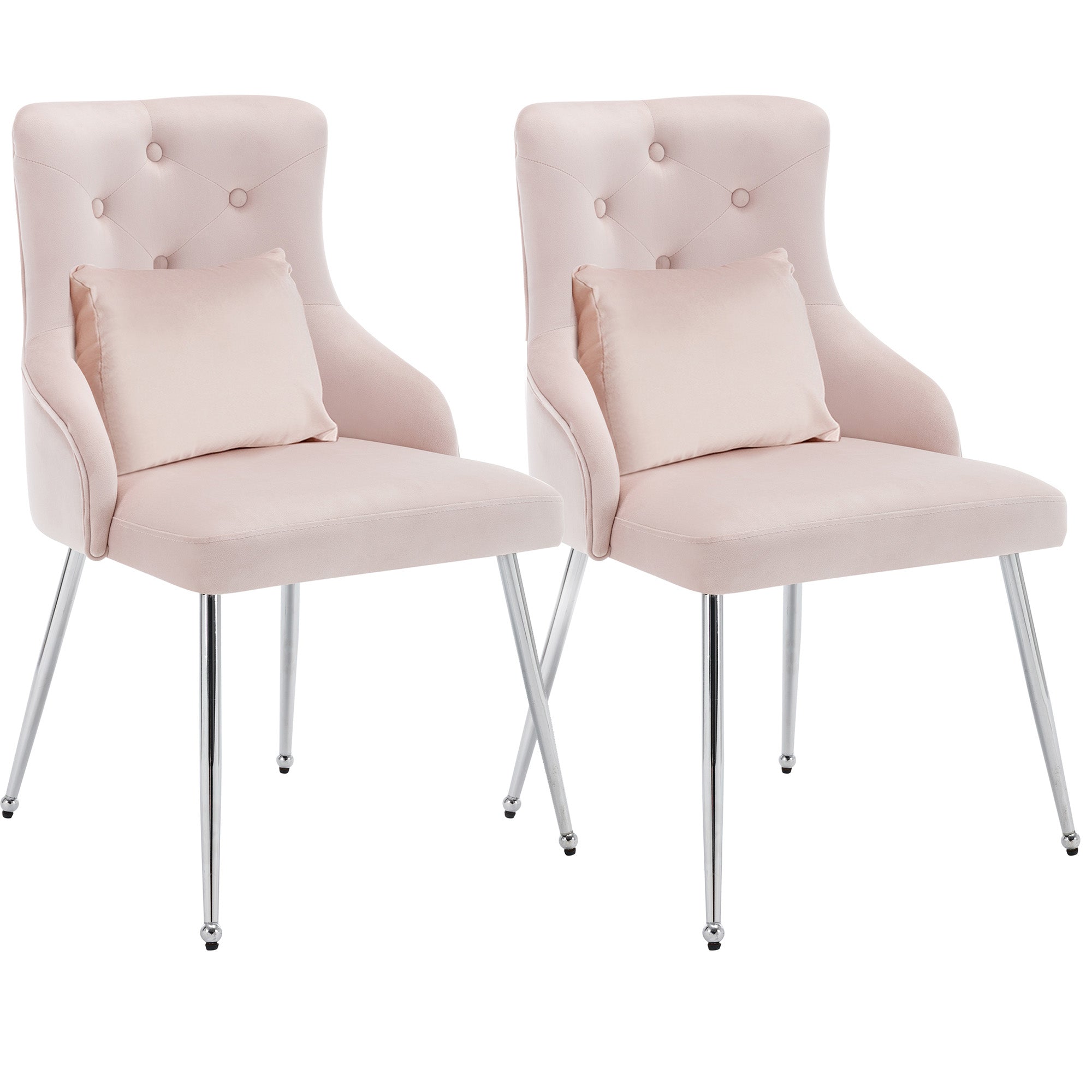 Logidon set van 2 roze eetkamerstoelen met knoopdetails