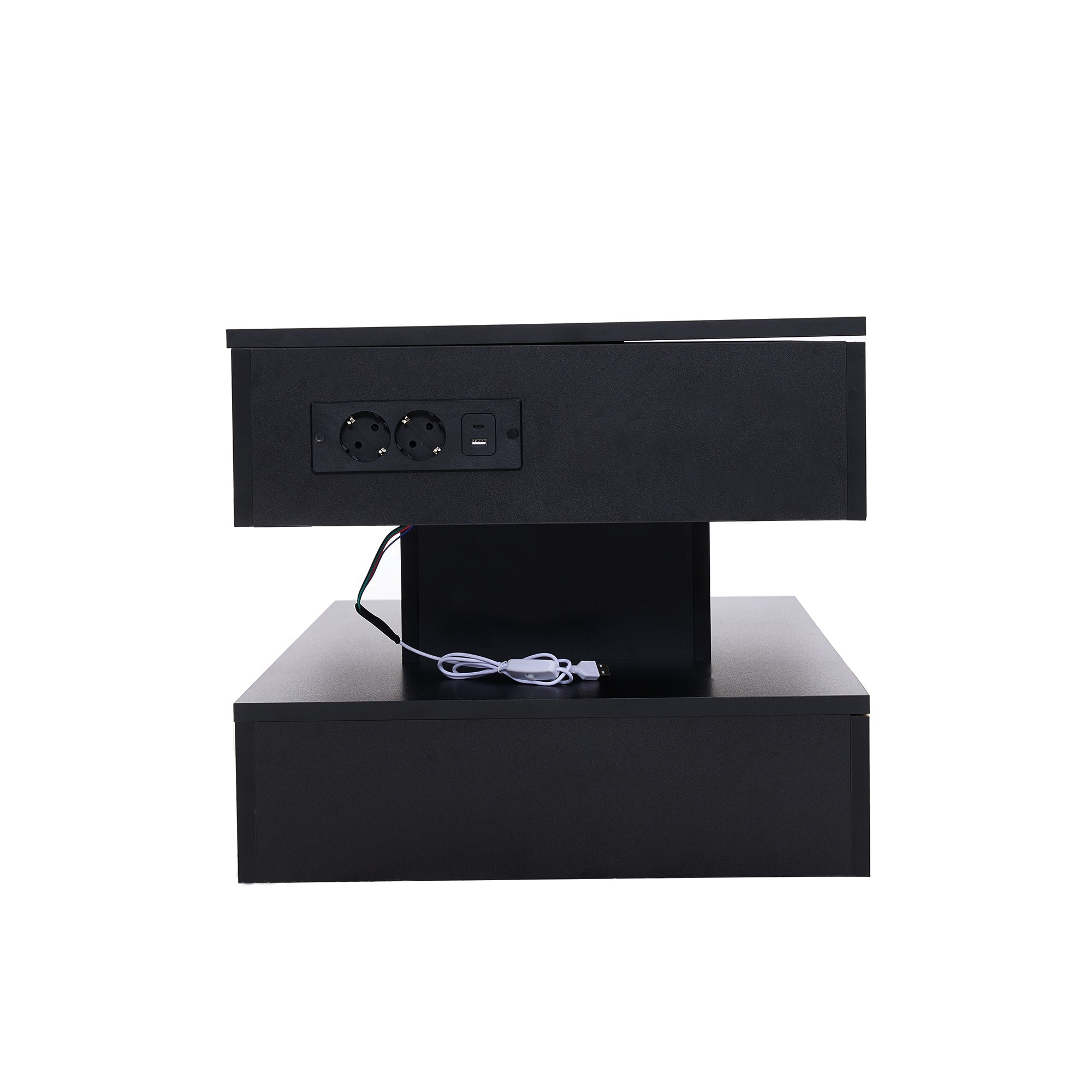 Logidon LED Salontafel met verborgen opbergruimte 100x50 cm Zwart