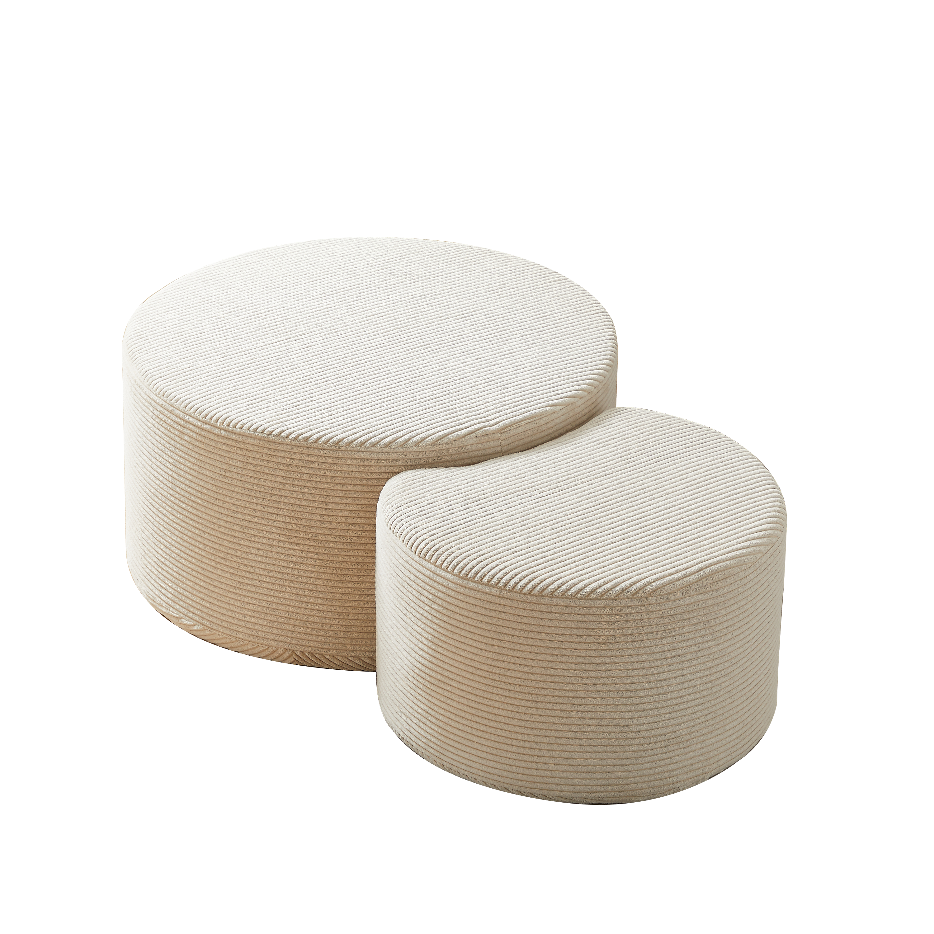 Logidon salontafelset van 2 rond gewatteerde beige stof
