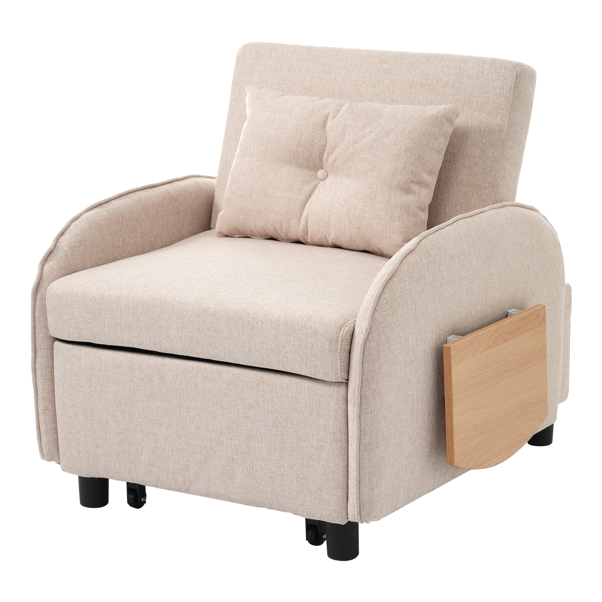 Logidon 3-in-1 slaapbank beige uitschuifbaar eenpersoonsbed ligstoel fauteuil