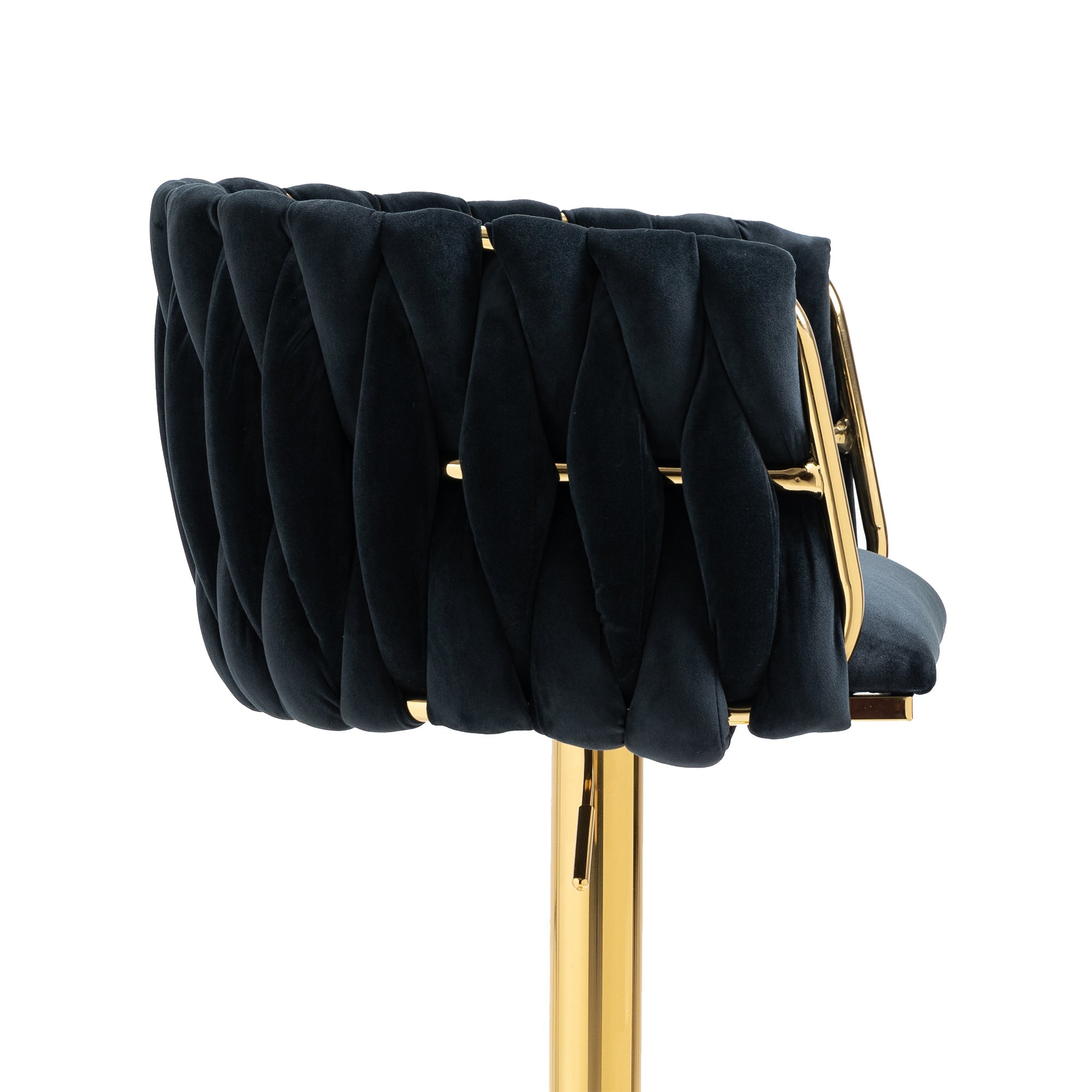 Logidon Vintage Bar Stool Velvet Black Adjustable Height Rotatable