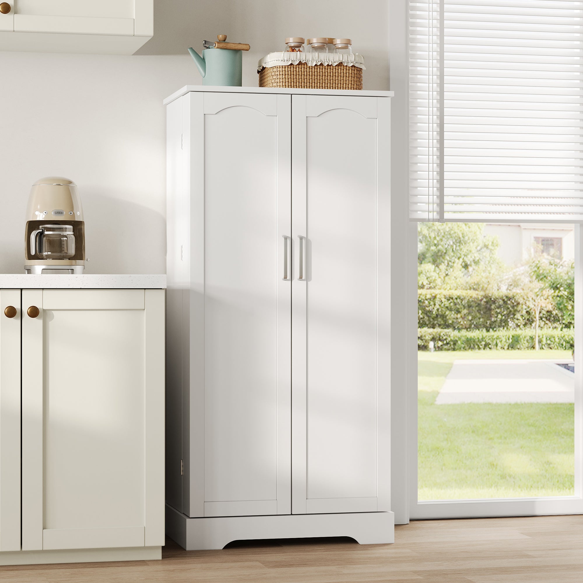 Logidon 60x35x128cm witte keukenkast LED-sensorlicht verstelbare planken