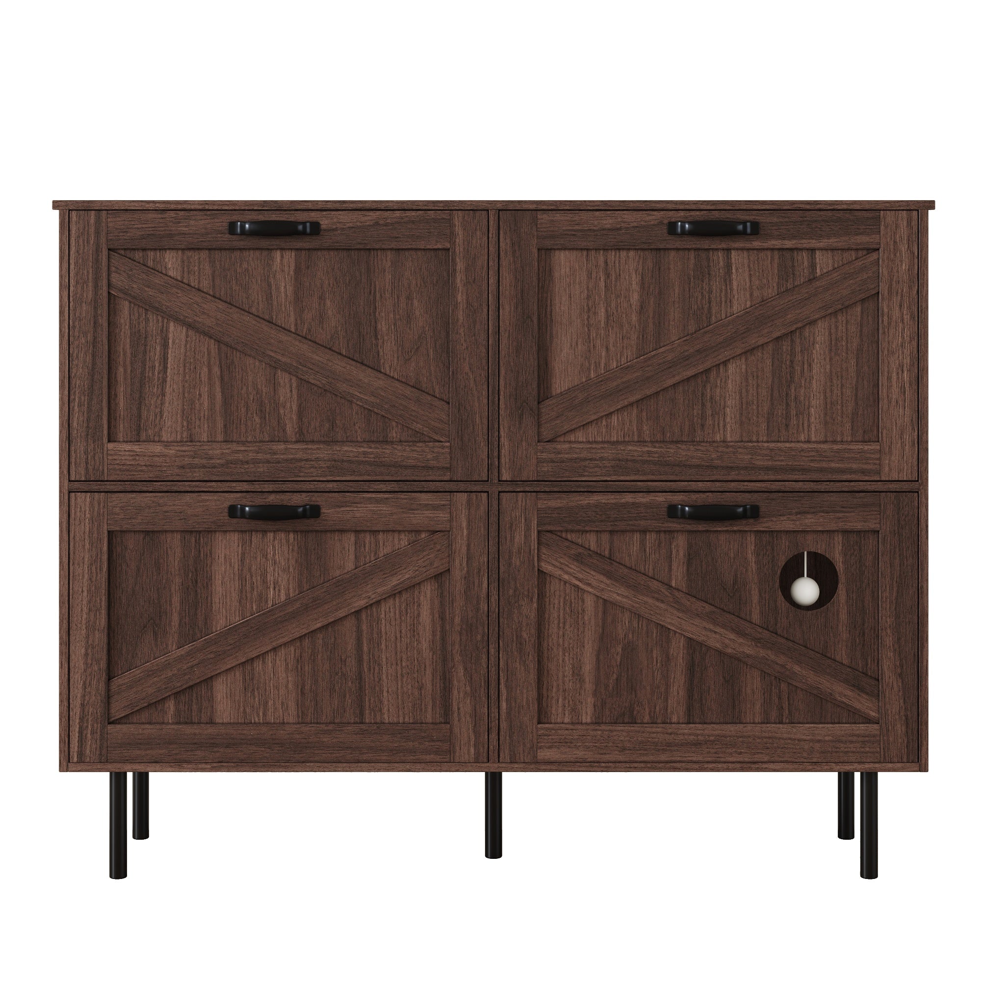 Logidon smalle schoenenkast 120x28x92 cm walnoot bruin 4 deuren