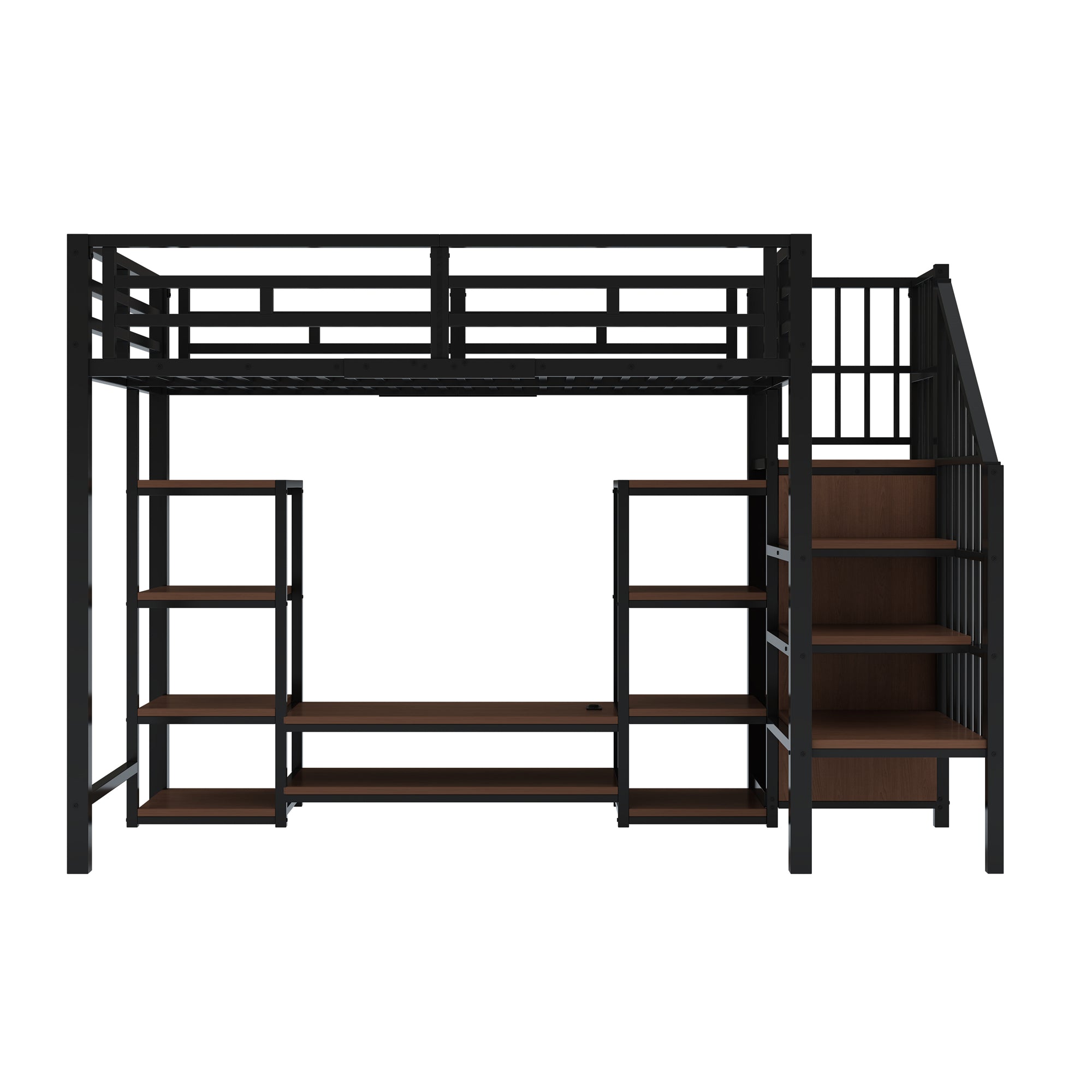 Logidon hoogslaper 90x200 met tv-meubel en stopcontact zwart