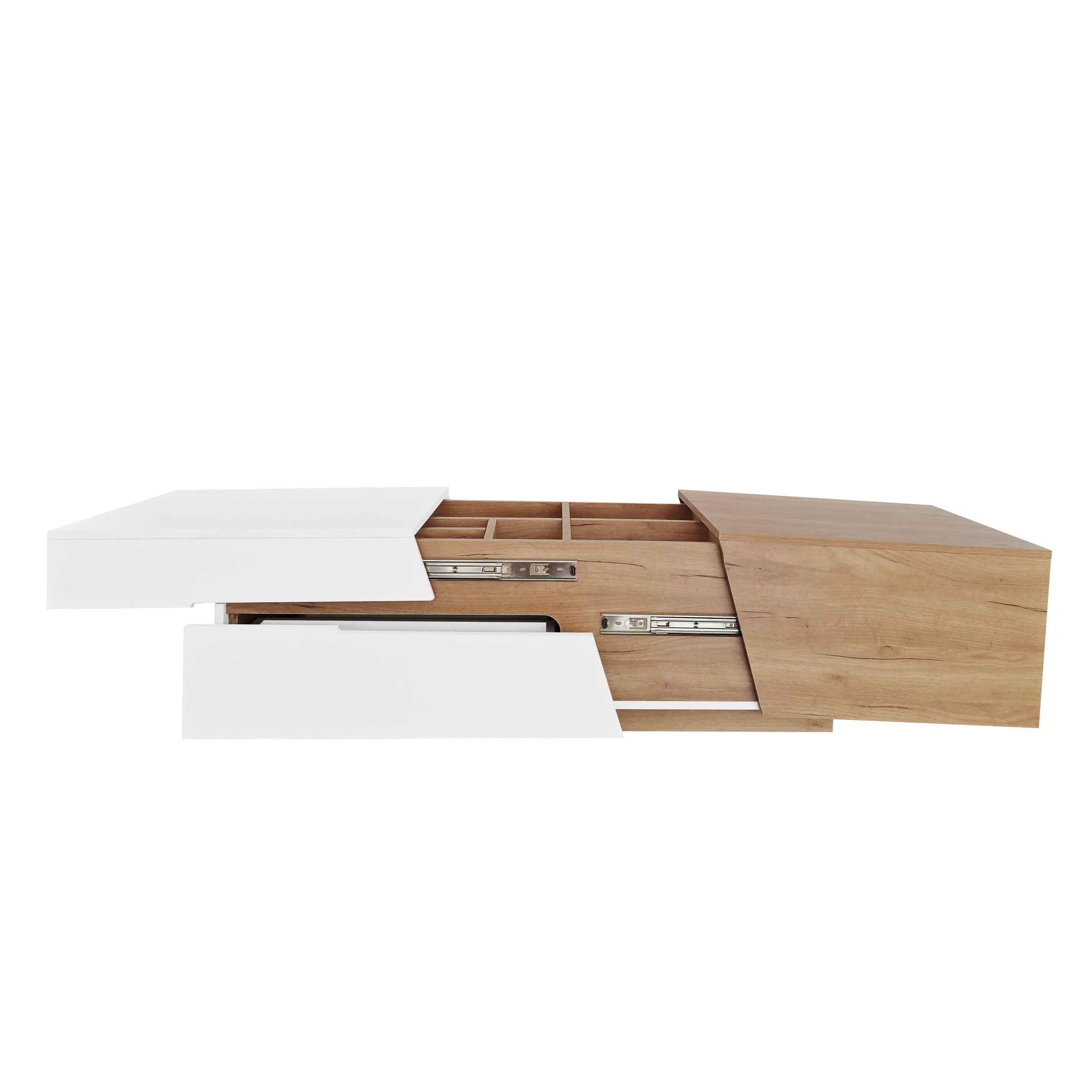 Logidon Uitschuifbare salontafel 120x50 natuurlijke lades kleurblokstructuur