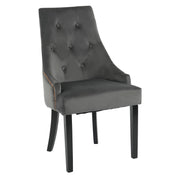 Logidon Set van 2 Retro Eetkamerstoelen Met Ronde Knopen Fluweel Grijs