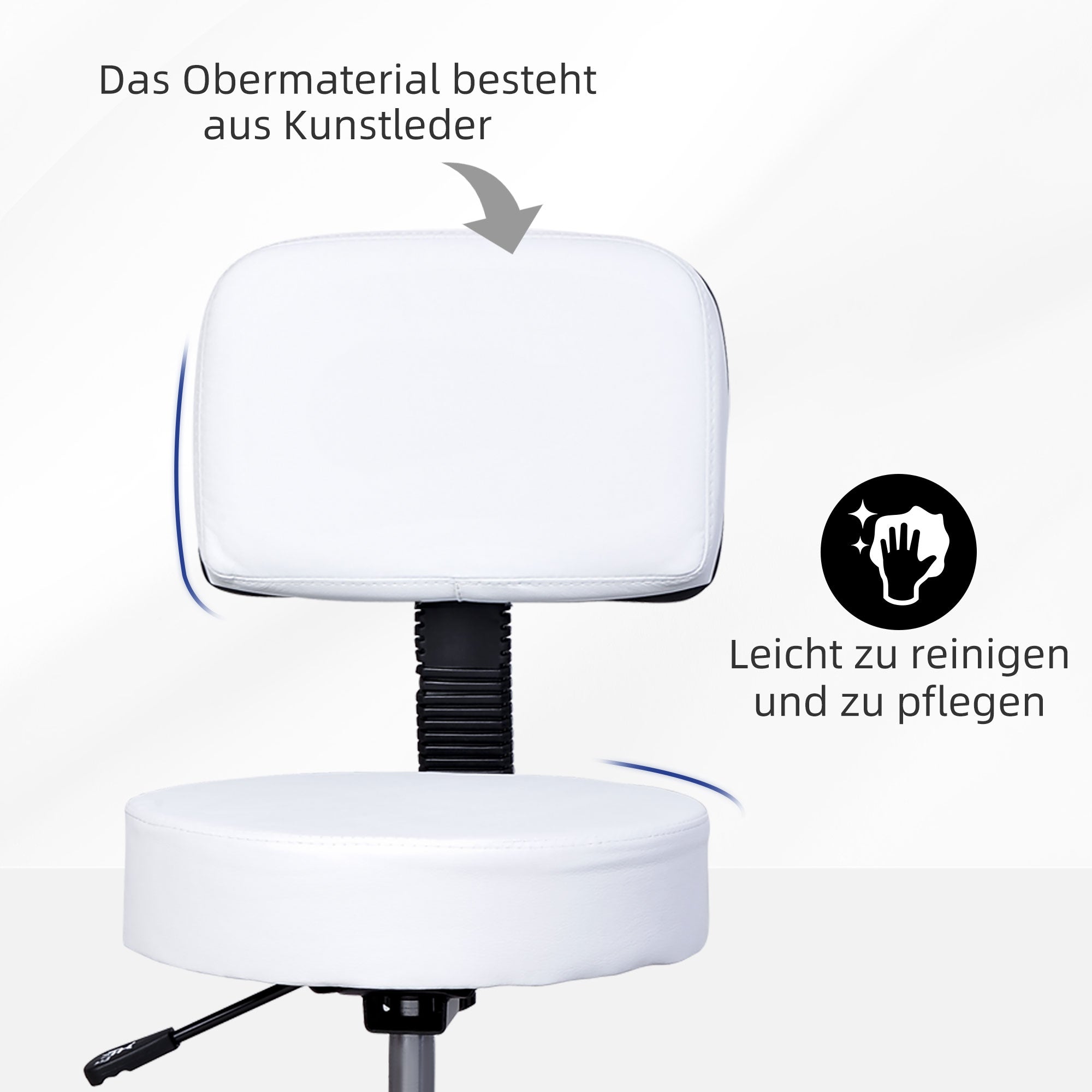 Logidon werkkruk wit in hoogte verstelbaar 72-84 cm draaikruk