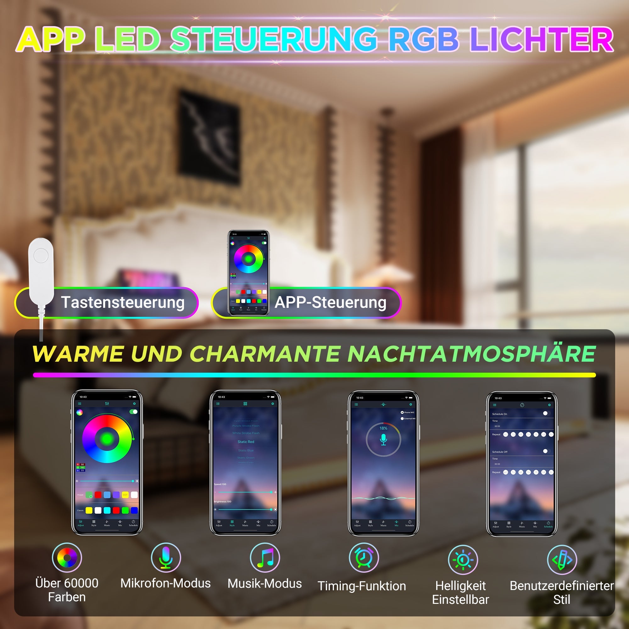 Logidon gestoffeerd bed 140x200 beige LED USB C 4 lades met matras