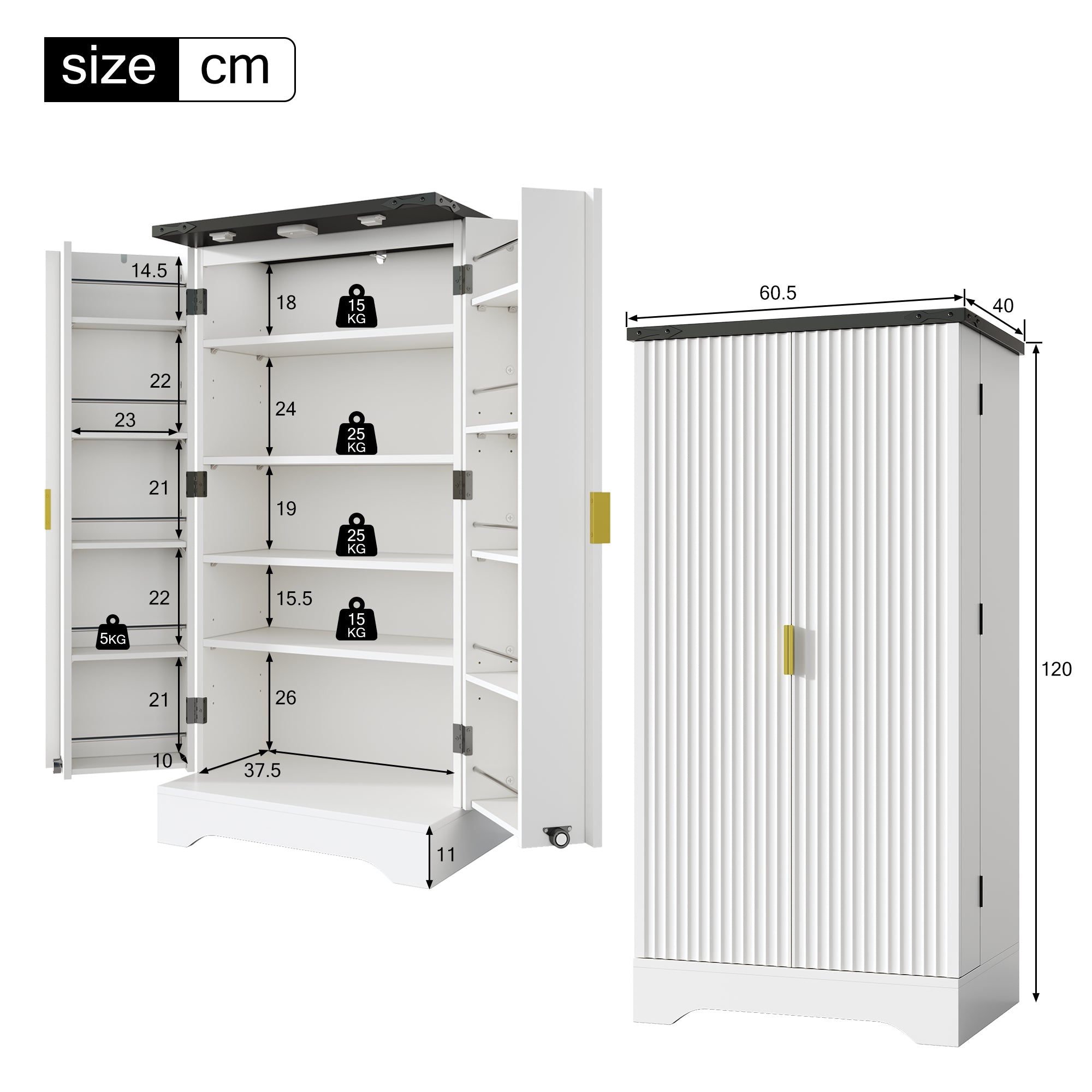 Logidon keukenkast wit met LED sensorlicht 120x60,5x40 cm