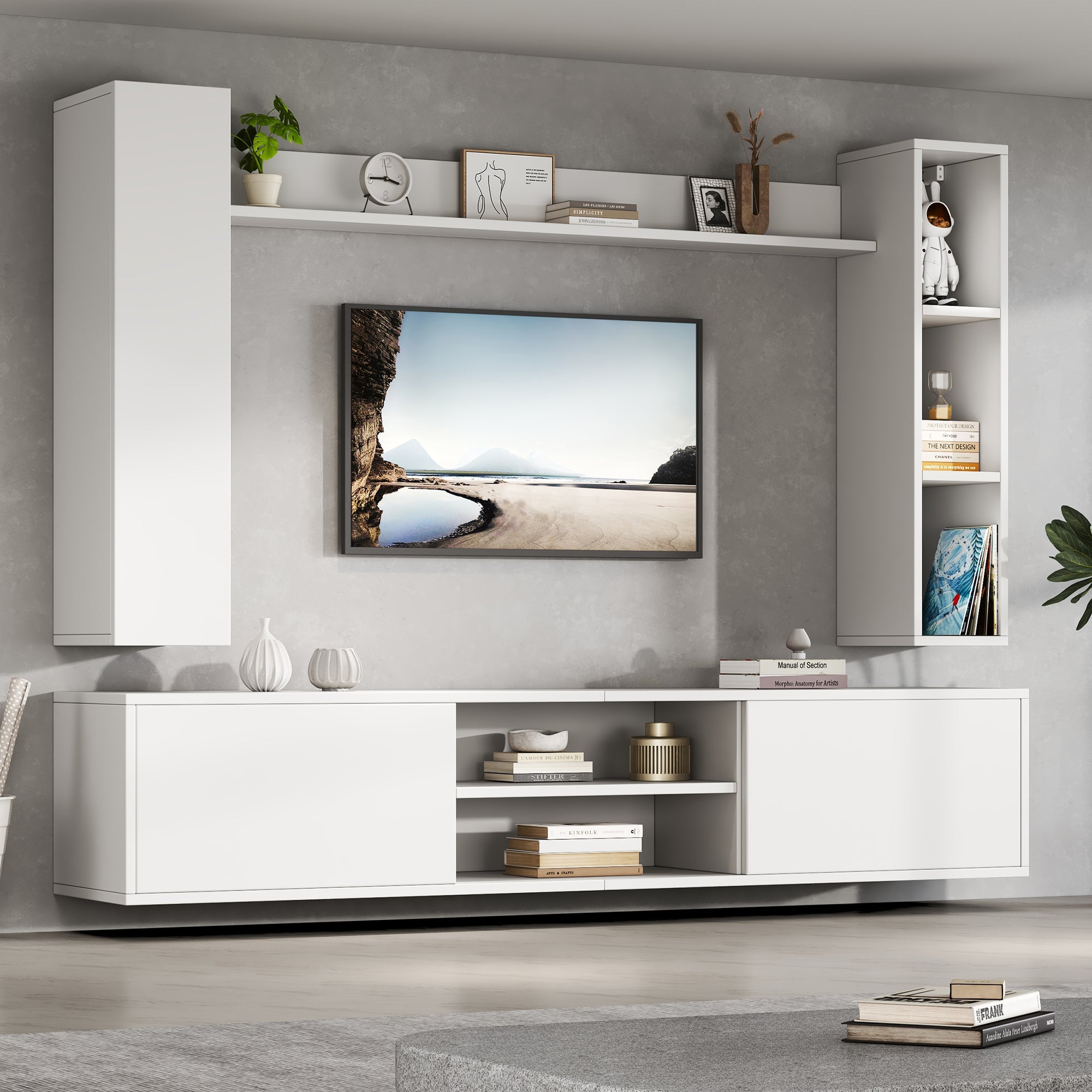 Logidon TV wandmeubel wit 180x35x33,5 cm compleet 4 delen