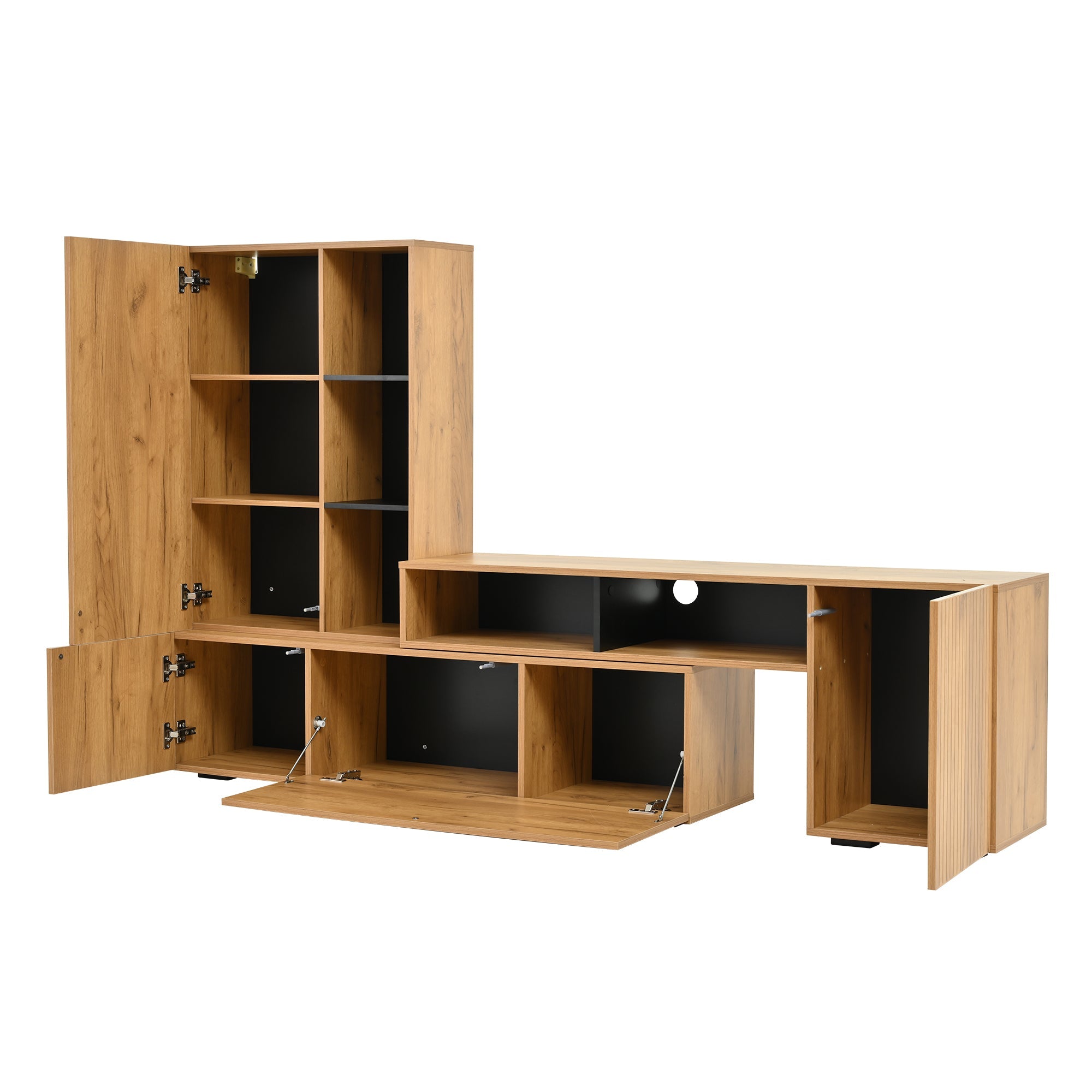Logidon TV wall unit set display case two parts up to 265 cm oak black
